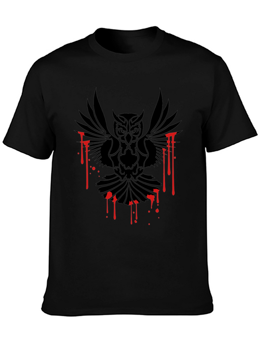 Black Owl Graphic Tee - Gothic Style