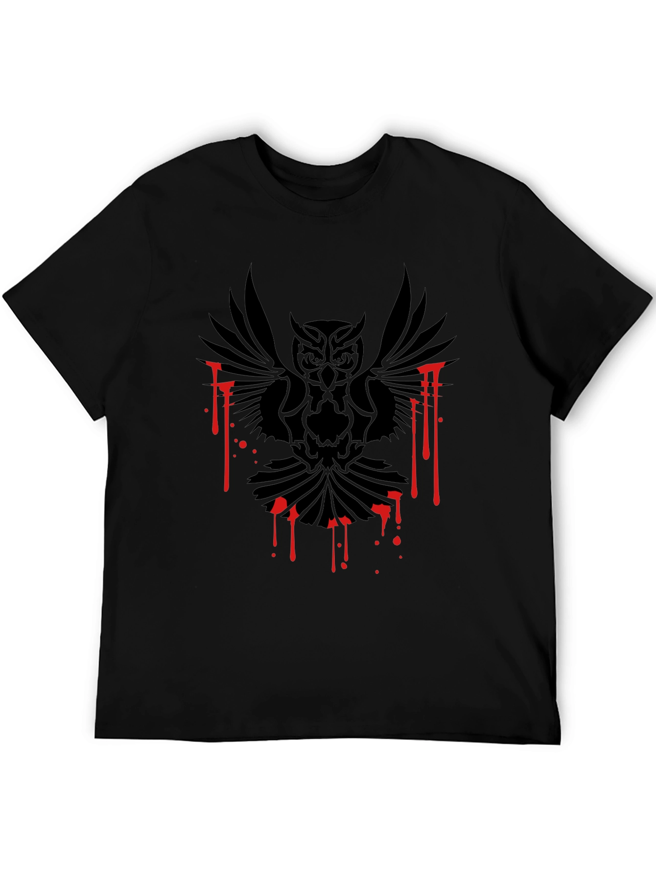 Black Owl Graphic Tee - Gothic Style