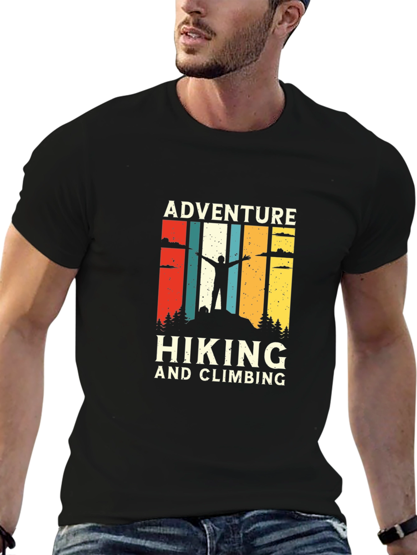 Adventure Hiking & Climbing Graphic Tee - Black