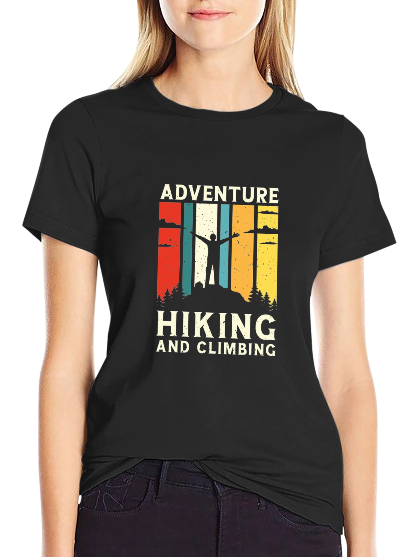 Adventure Hiking & Climbing Graphic Tee - Black