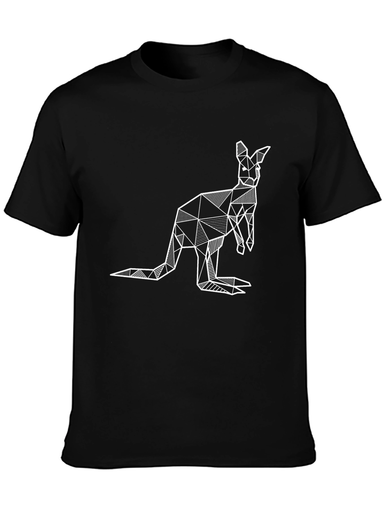 Geometric Kangaroo Graphic Tee - Black T-Shirt