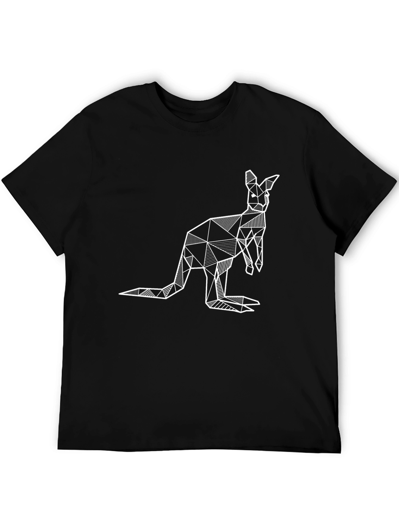 Geometric Kangaroo Graphic Tee - Black T-Shirt