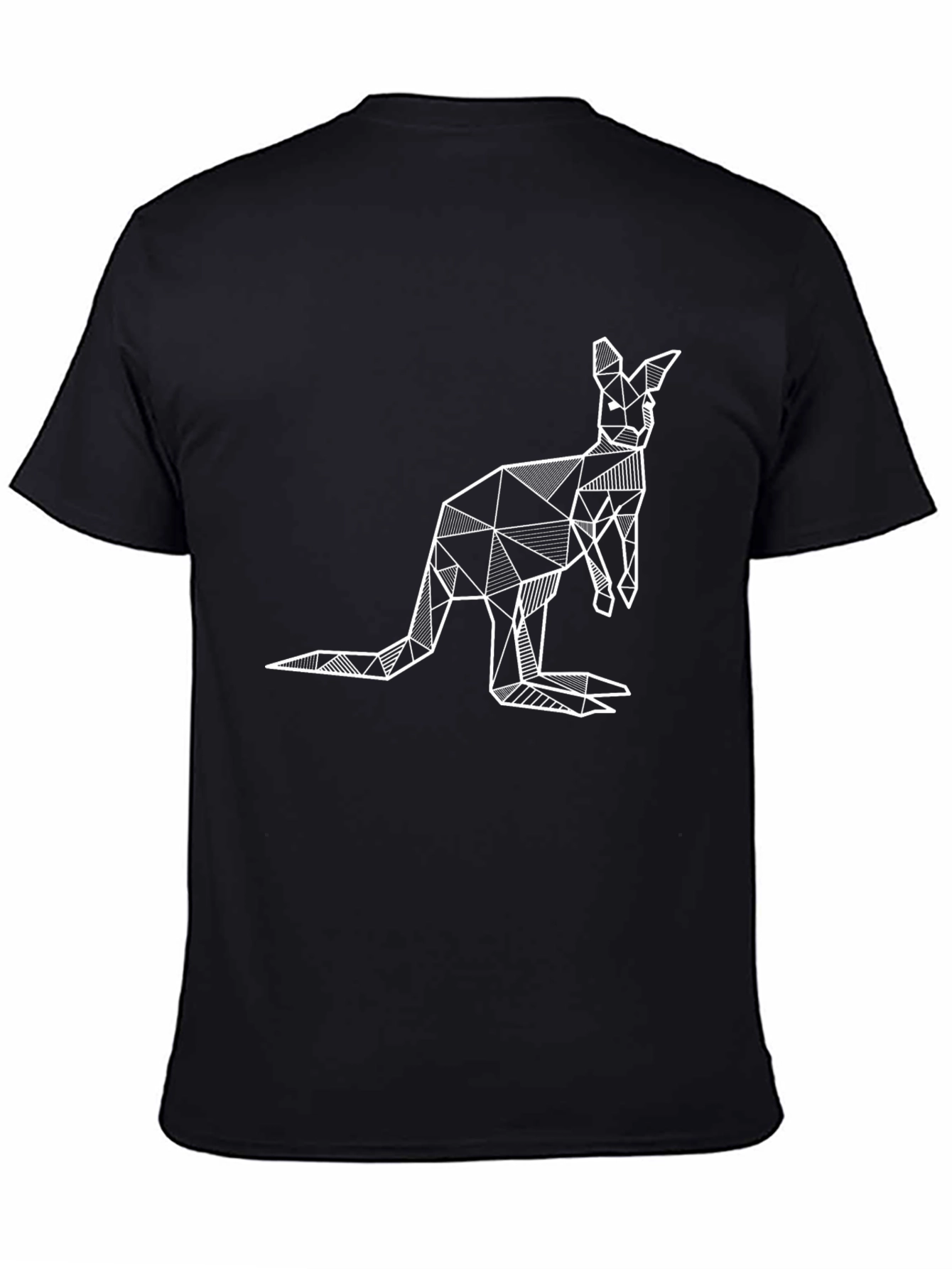 Geometric Kangaroo Graphic Tee - Black T-Shirt