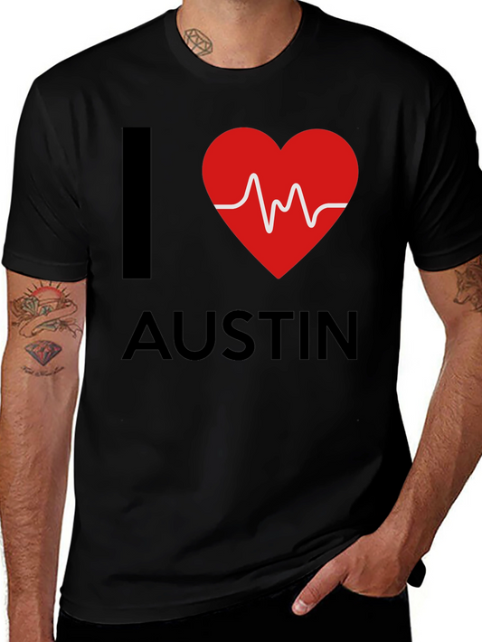 I Heart Austin Graphic Tee - Mens Short Sleeve T-Shirt