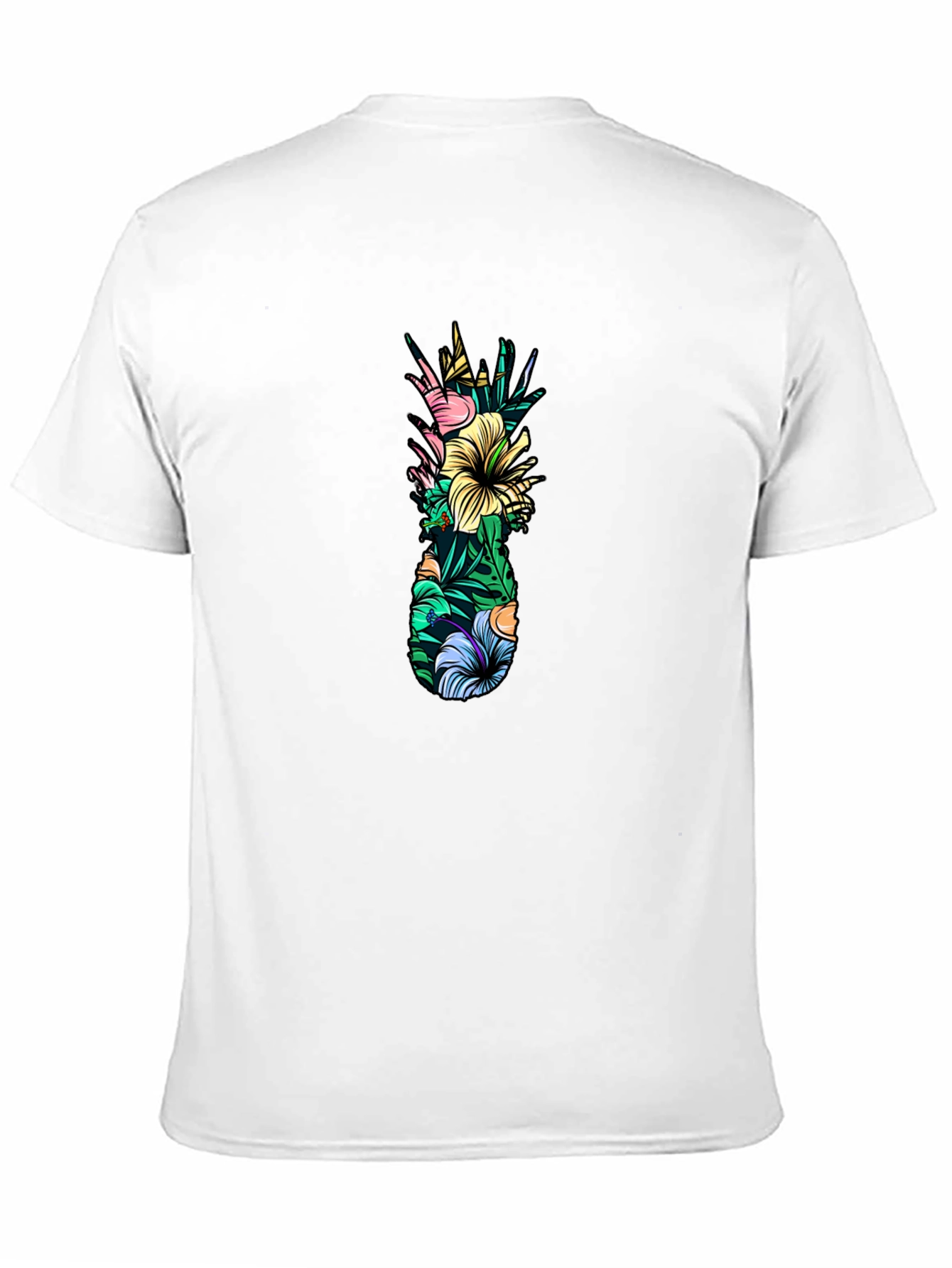 Tropical Pineapple Graphic Tee - Black Cotton T-Shirt