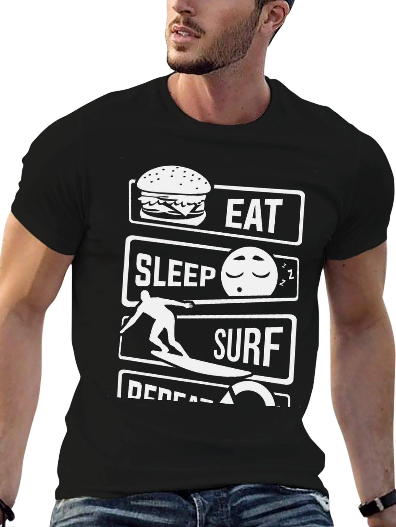 Eat Sleep Surf Repeat Graphic T-Shirt