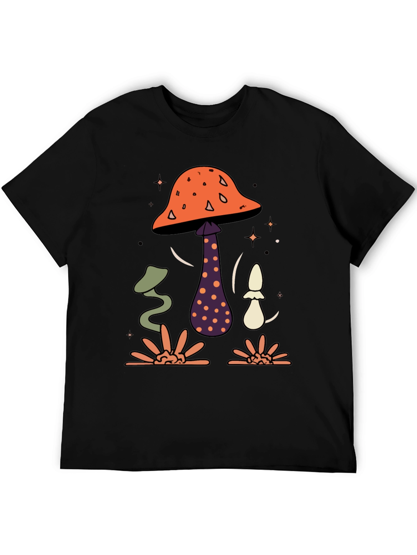 Mushroom Graphic Tee - Black Cotton Blend