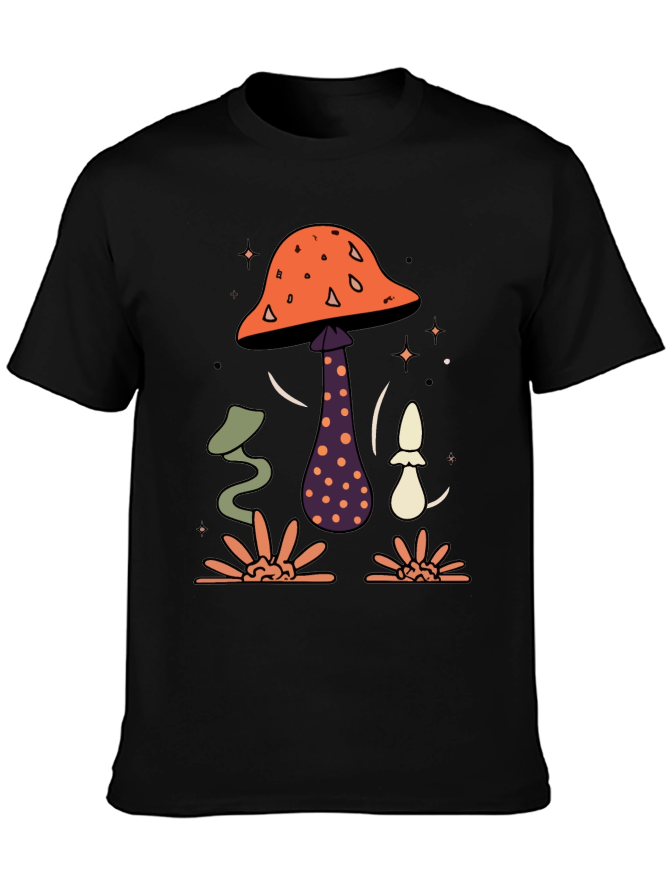 Mushroom Graphic Tee - Black Cotton Blend