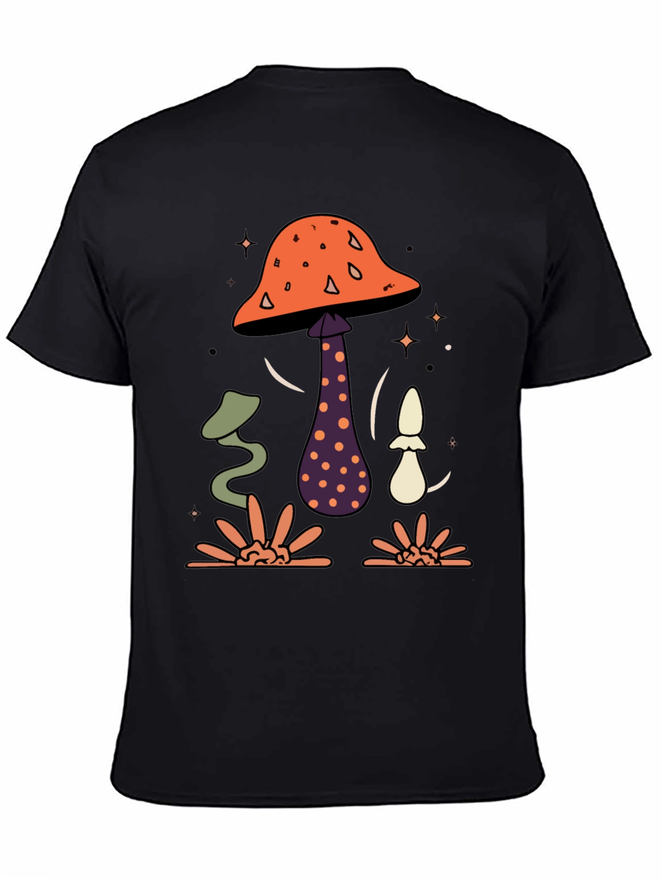 Mushroom Graphic Tee - Black Cotton Blend