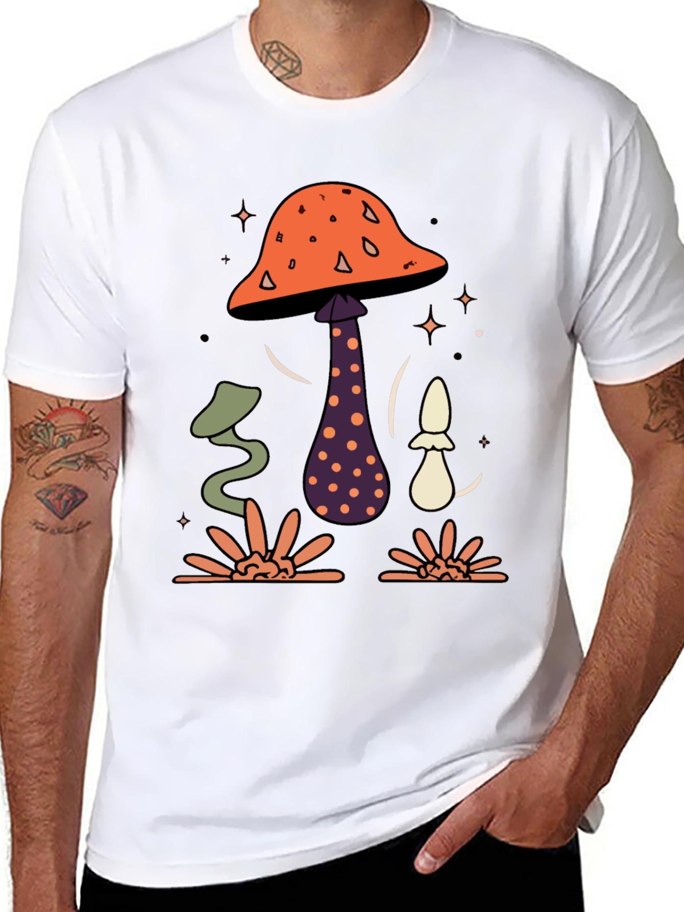 Mushroom Graphic Tee - Black Cotton Blend