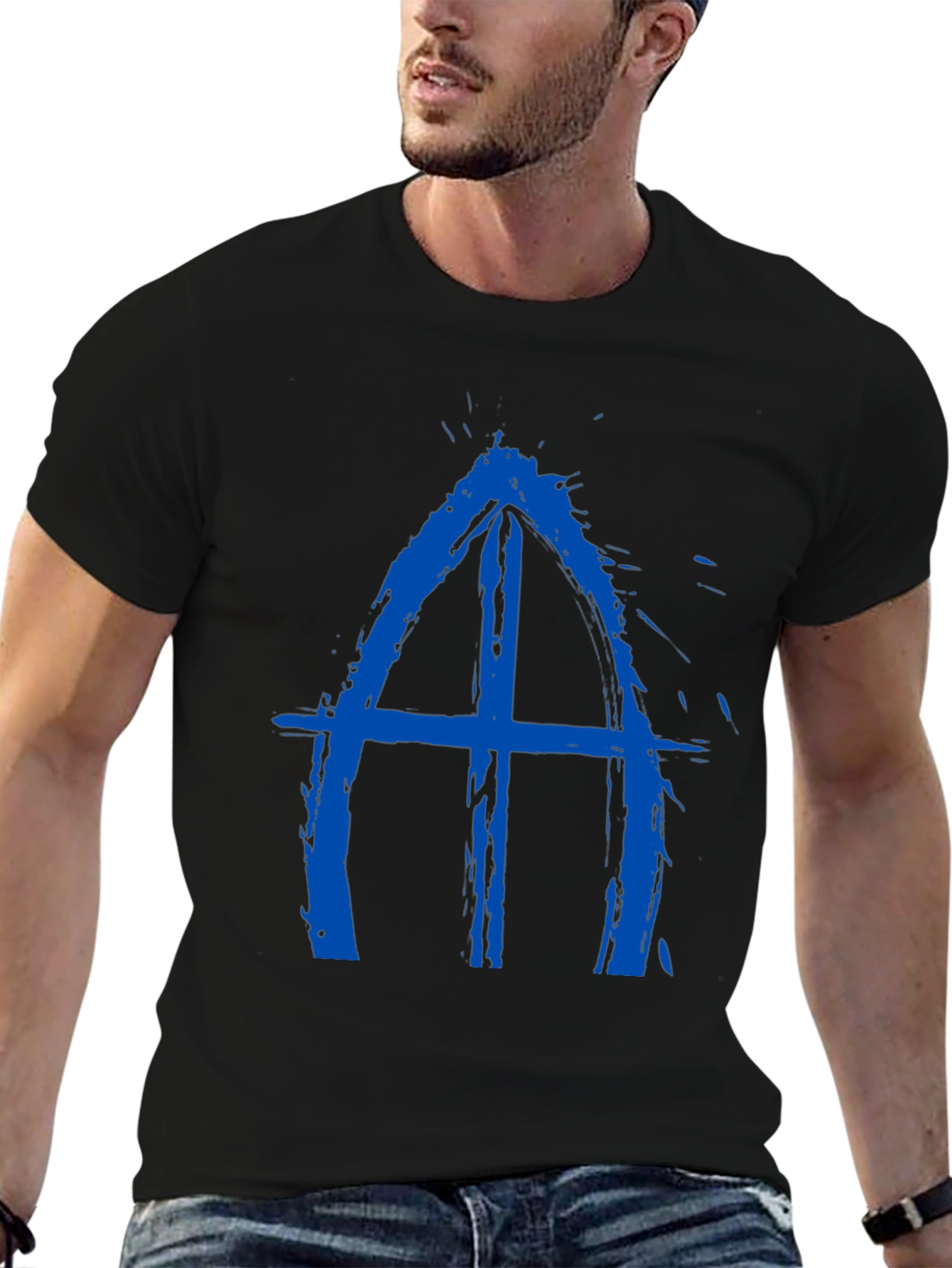 Abstract Blue Symbol Black T-Shirt