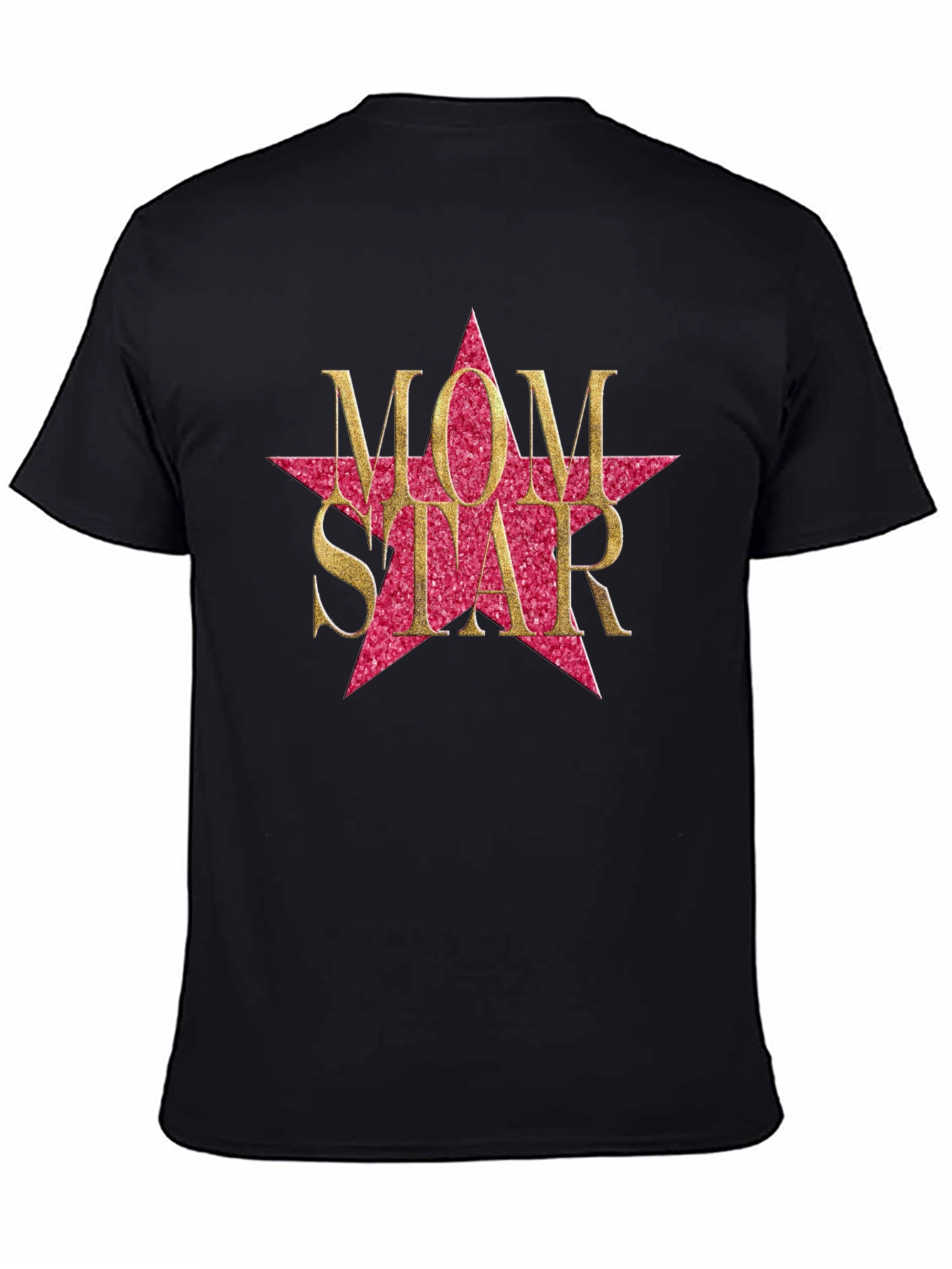 Mom Star Graphic Tee - Black Cotton Blend