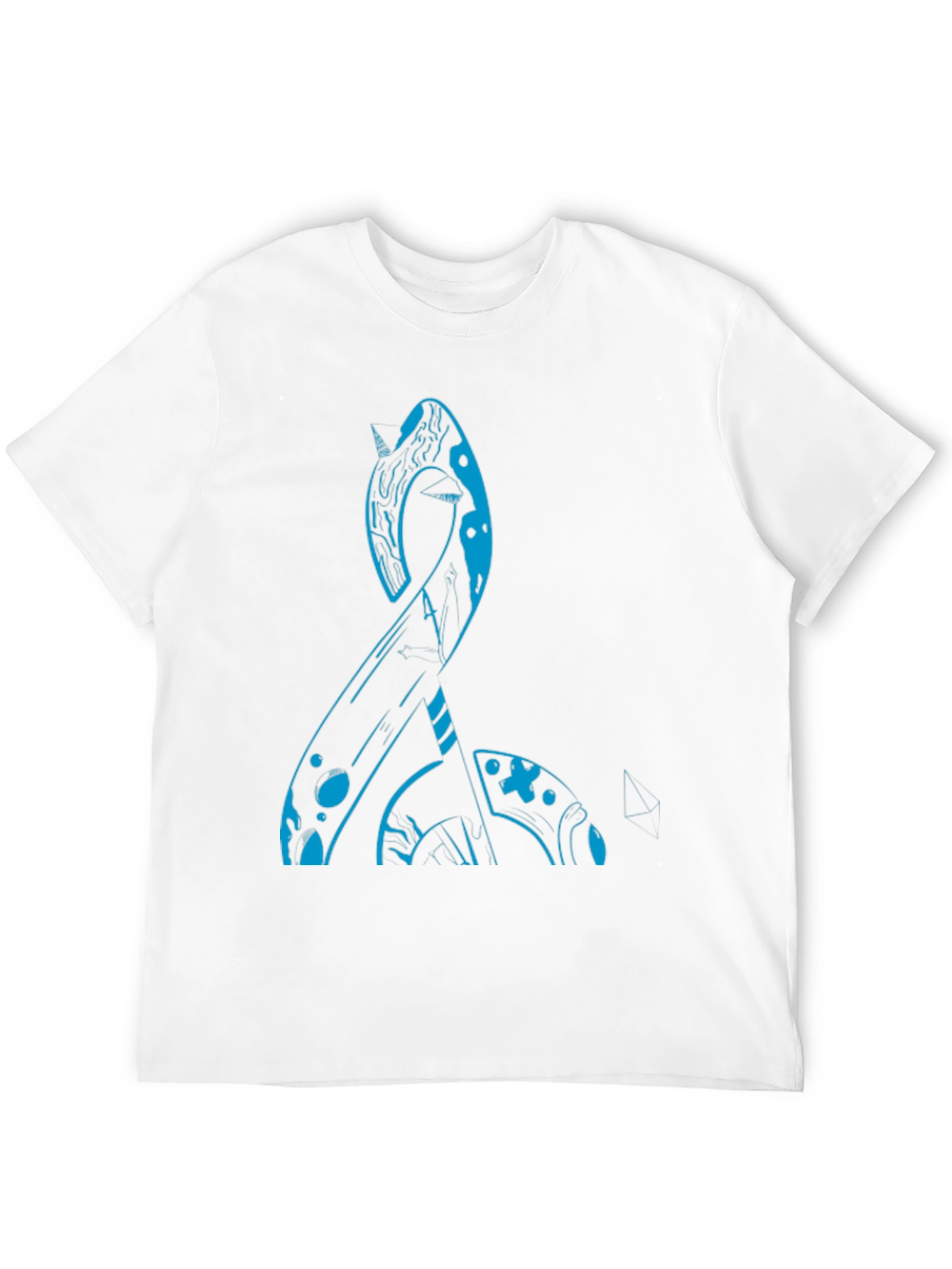Abstract Blue Narwhal Graphic Black T-Shirt