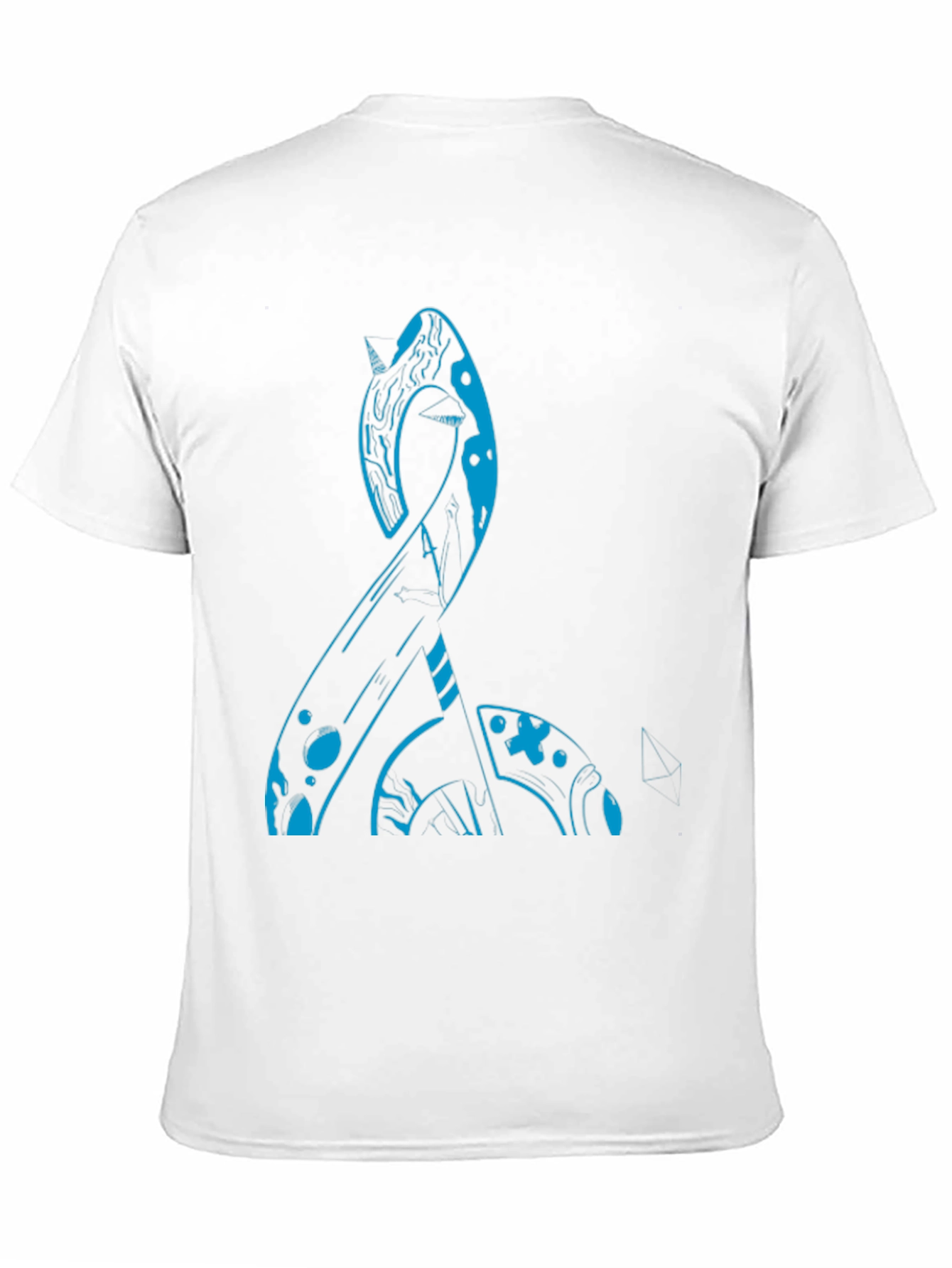 Abstract Blue Narwhal Graphic Black T-Shirt
