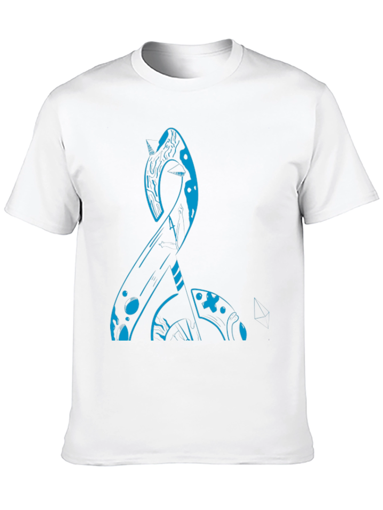 Abstract Blue Narwhal Graphic Black T-Shirt