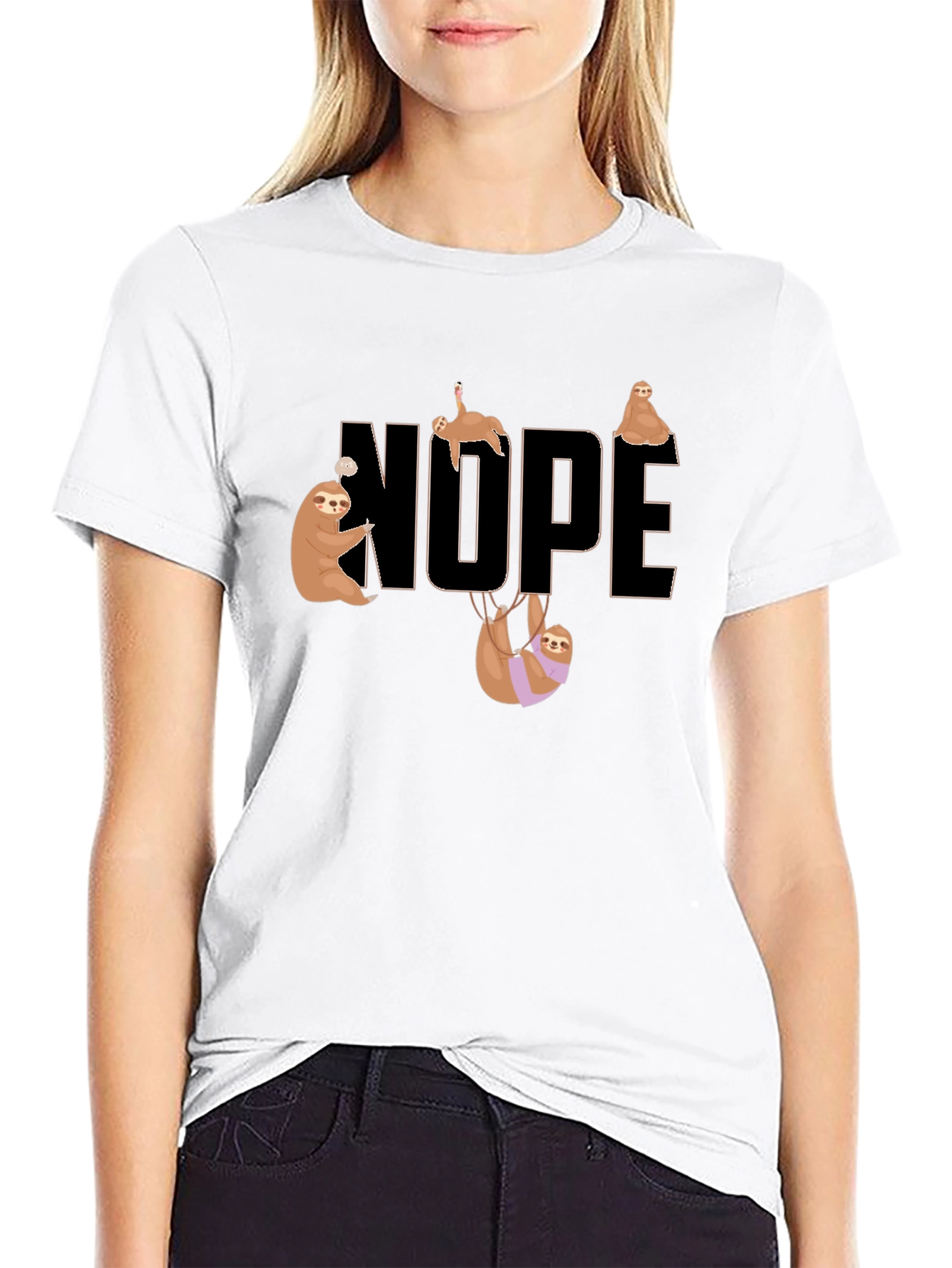 Nope Sloth Graphic T-Shirt