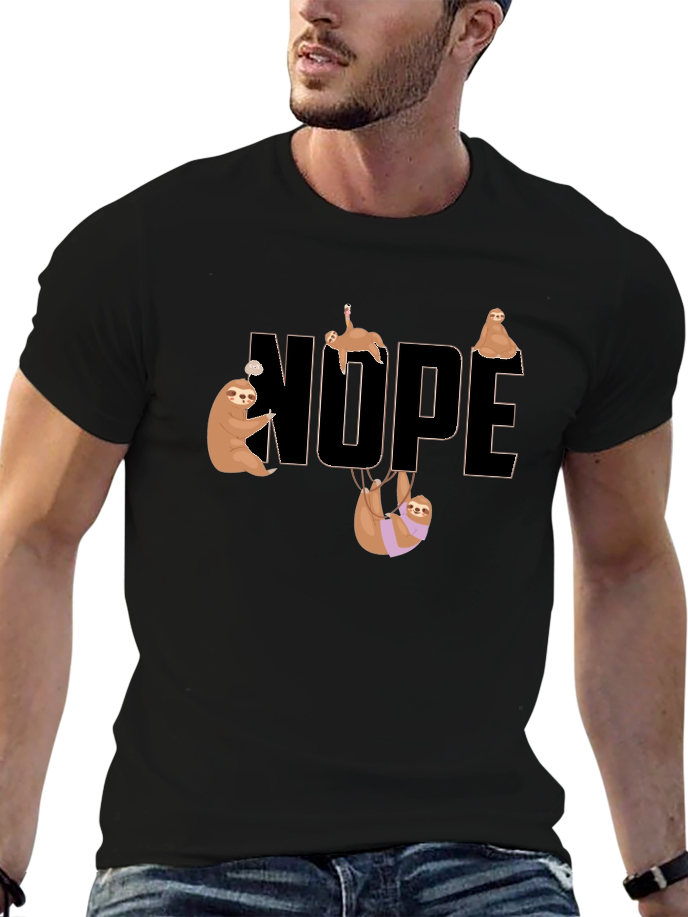 Nope Sloth Graphic T-Shirt