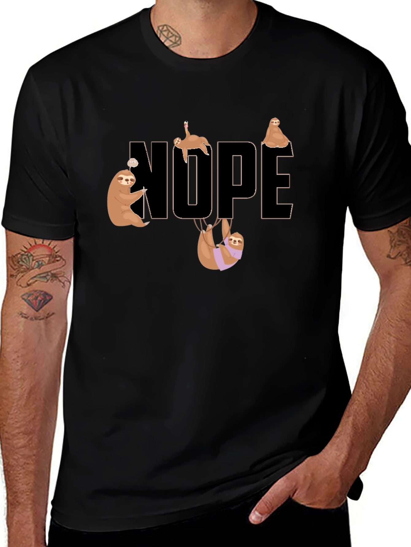 Nope Sloth Graphic T-Shirt