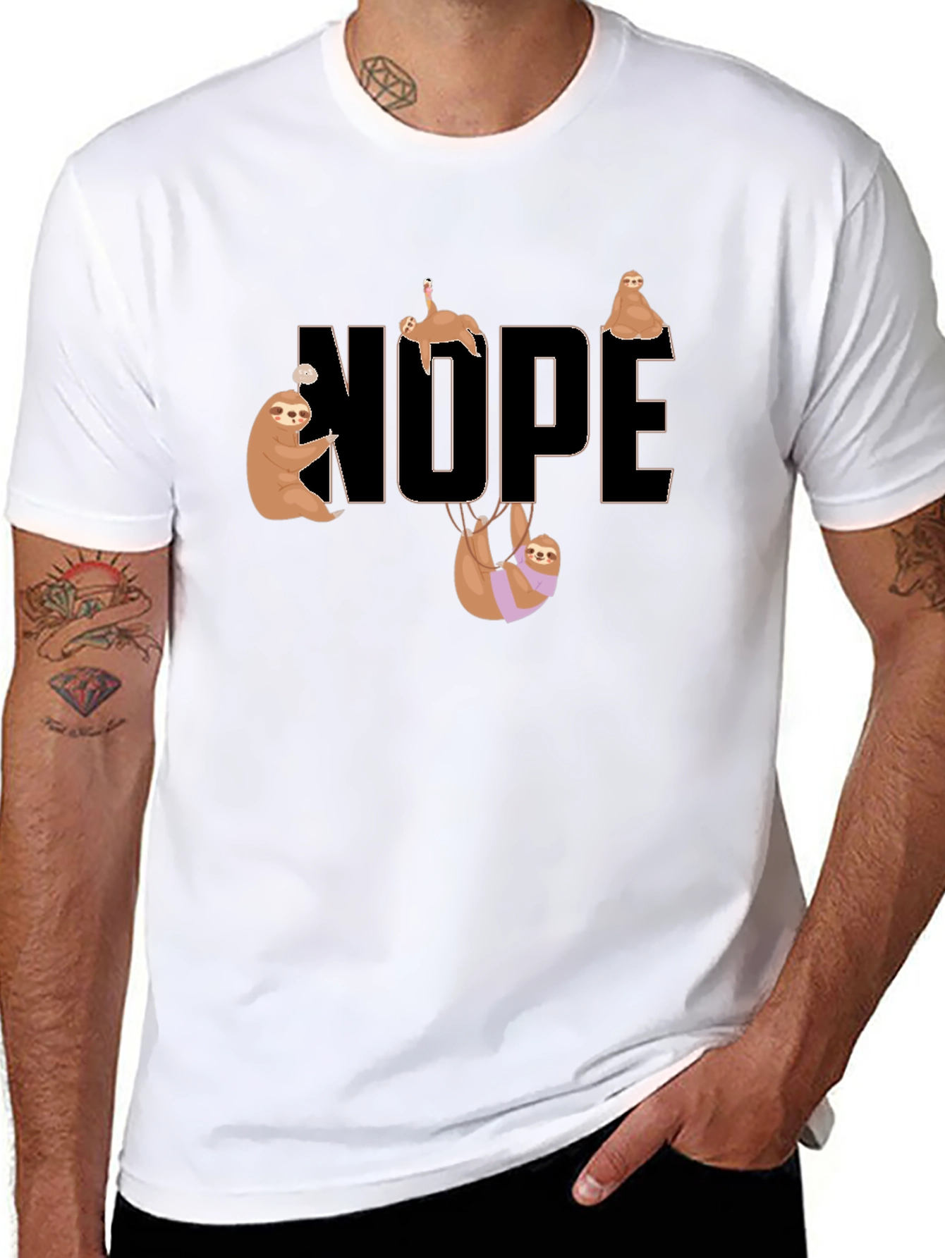 Nope Sloth Graphic T-Shirt