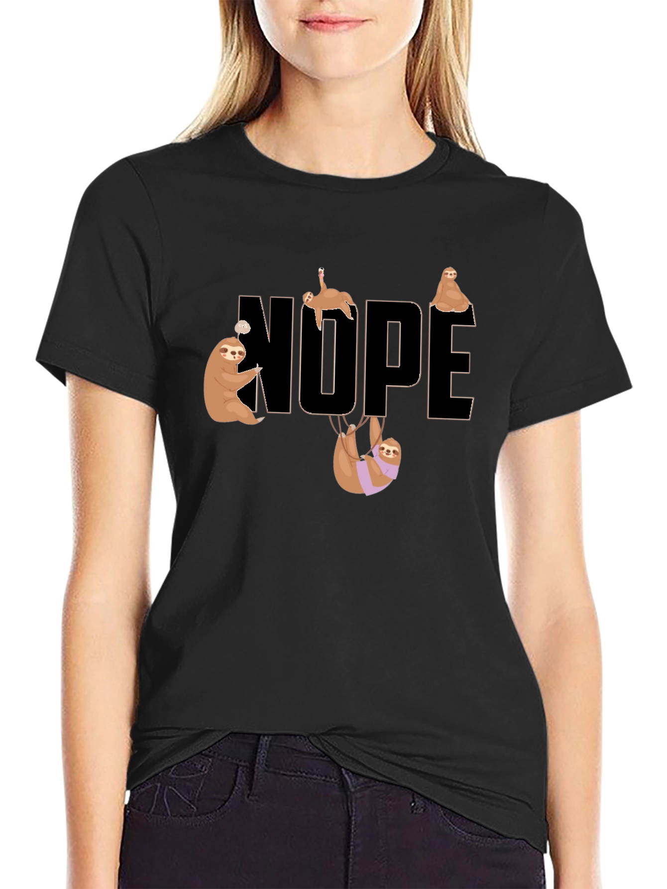 Nope Sloth Graphic T-Shirt