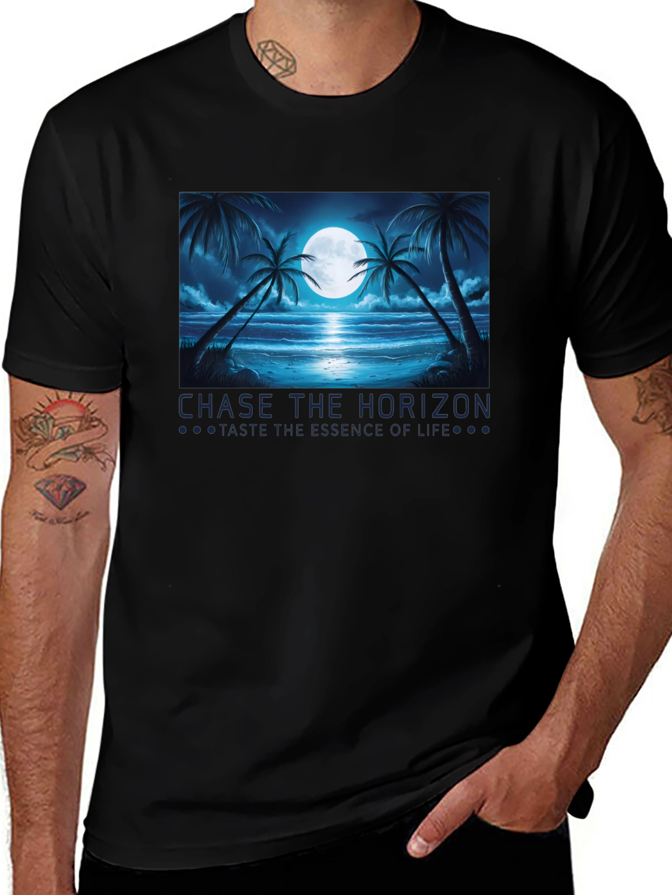 Chase the Horizon Black Graphic Tee