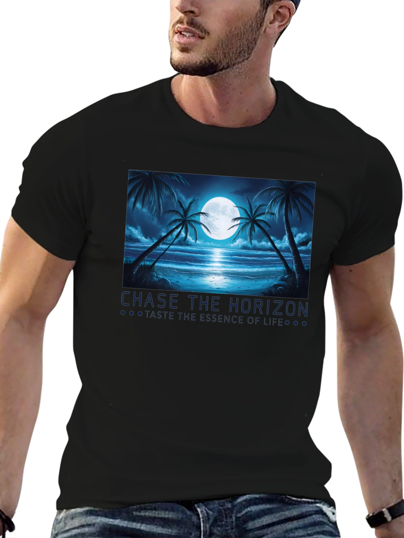 Chase the Horizon Black Graphic Tee