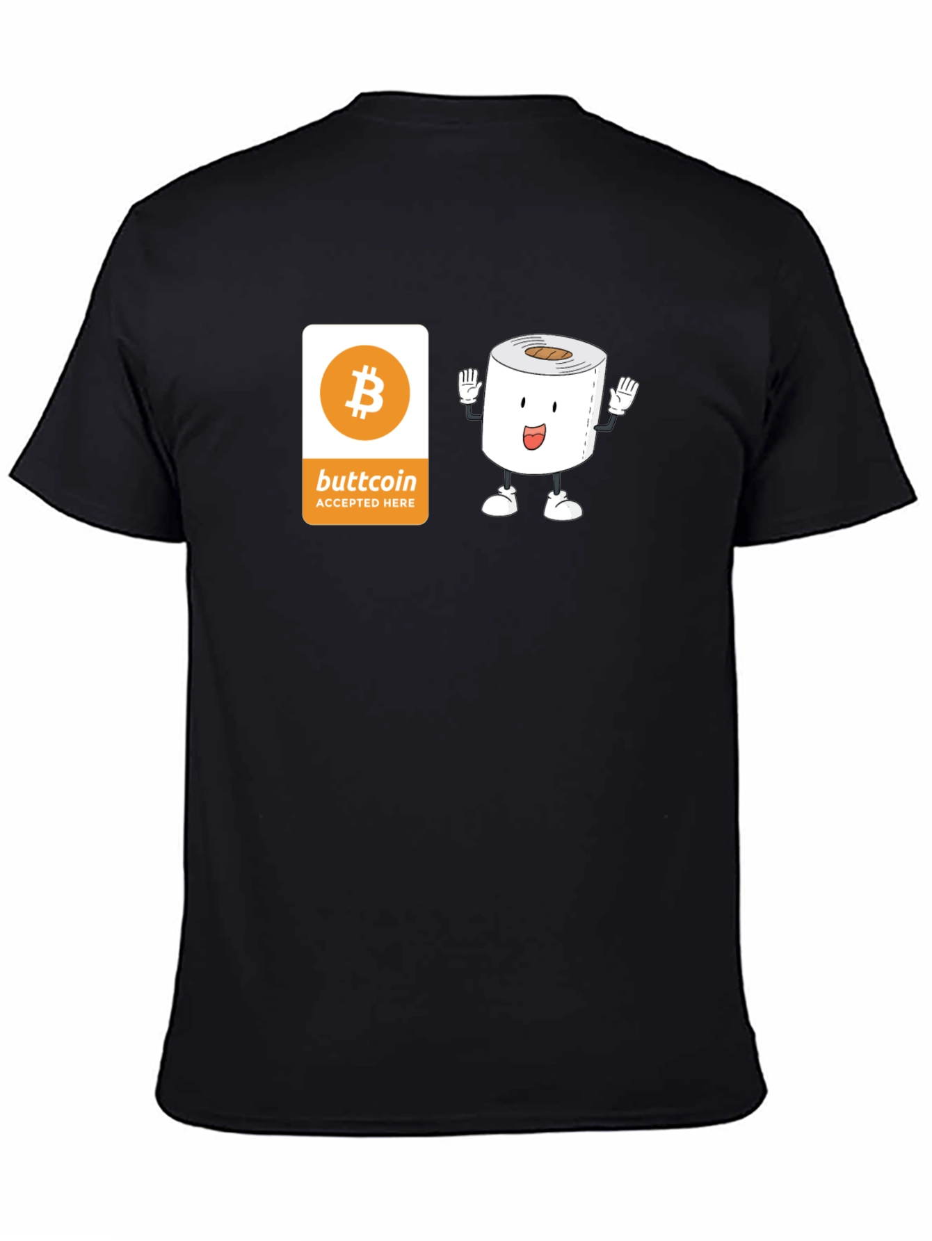 Buttcoin Crypto Toilet Paper Funny Black T-Shirt