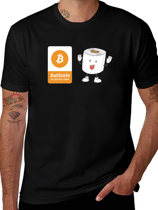 Buttcoin Crypto Toilet Paper Funny Black T-Shirt
