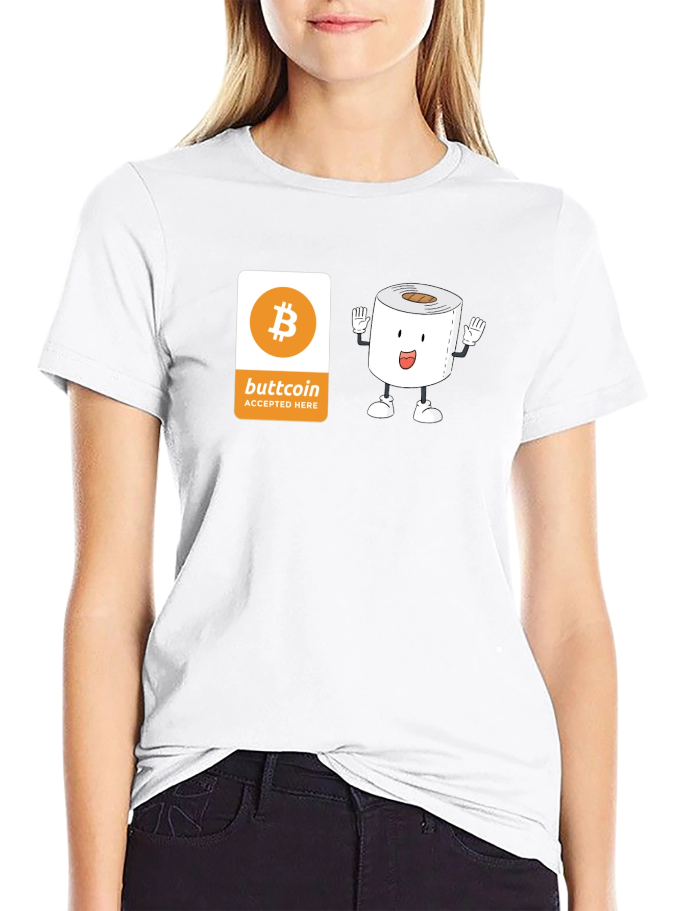 Buttcoin Crypto Toilet Paper Funny Black T-Shirt