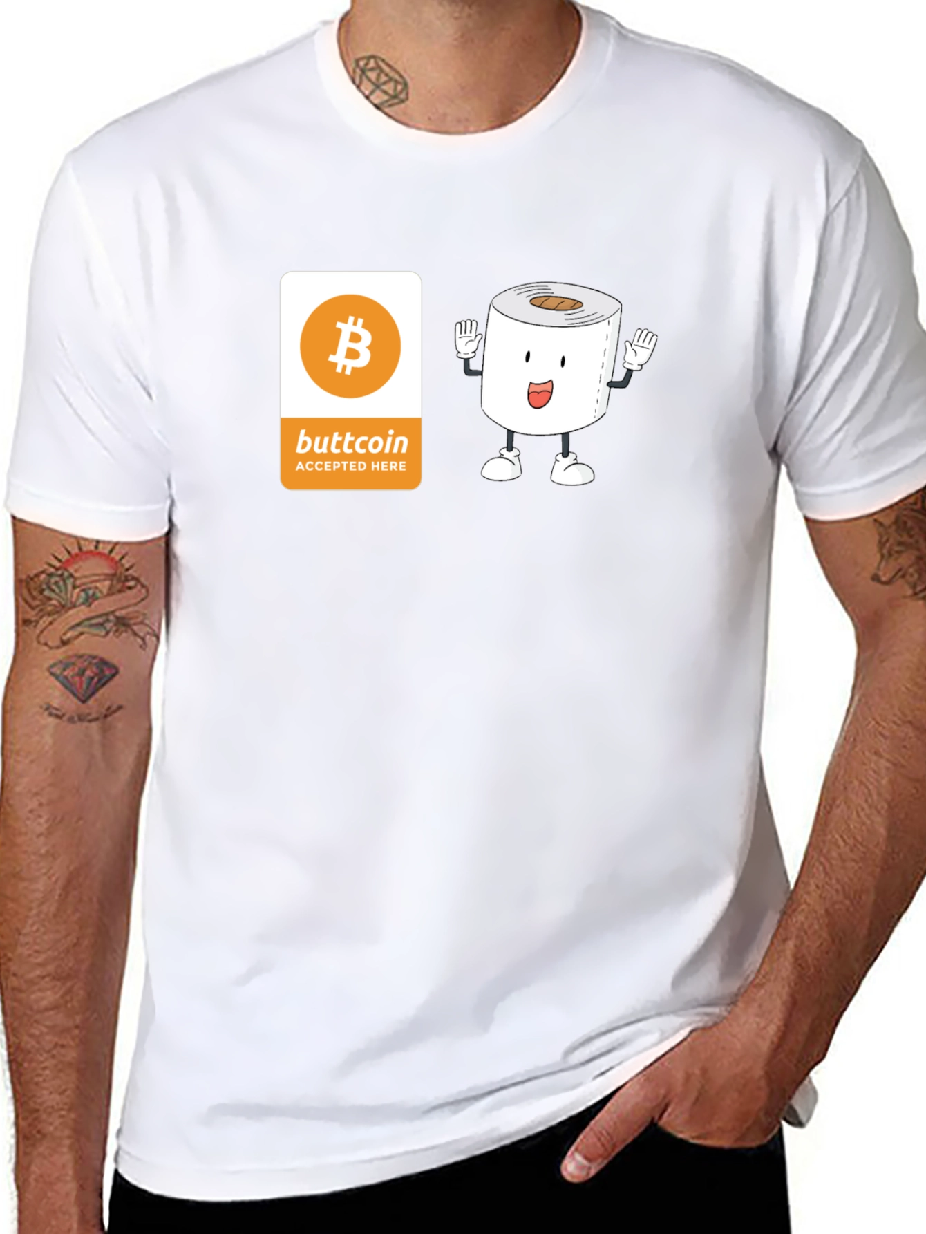 Buttcoin Crypto Toilet Paper Funny Black T-Shirt