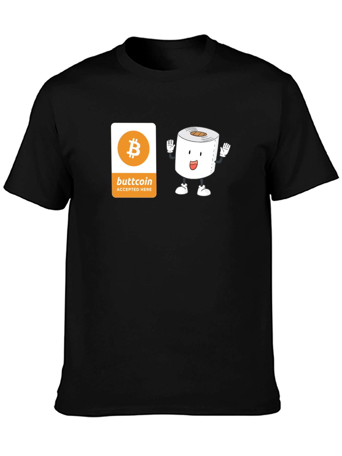 Buttcoin Crypto Toilet Paper Funny Black T-Shirt