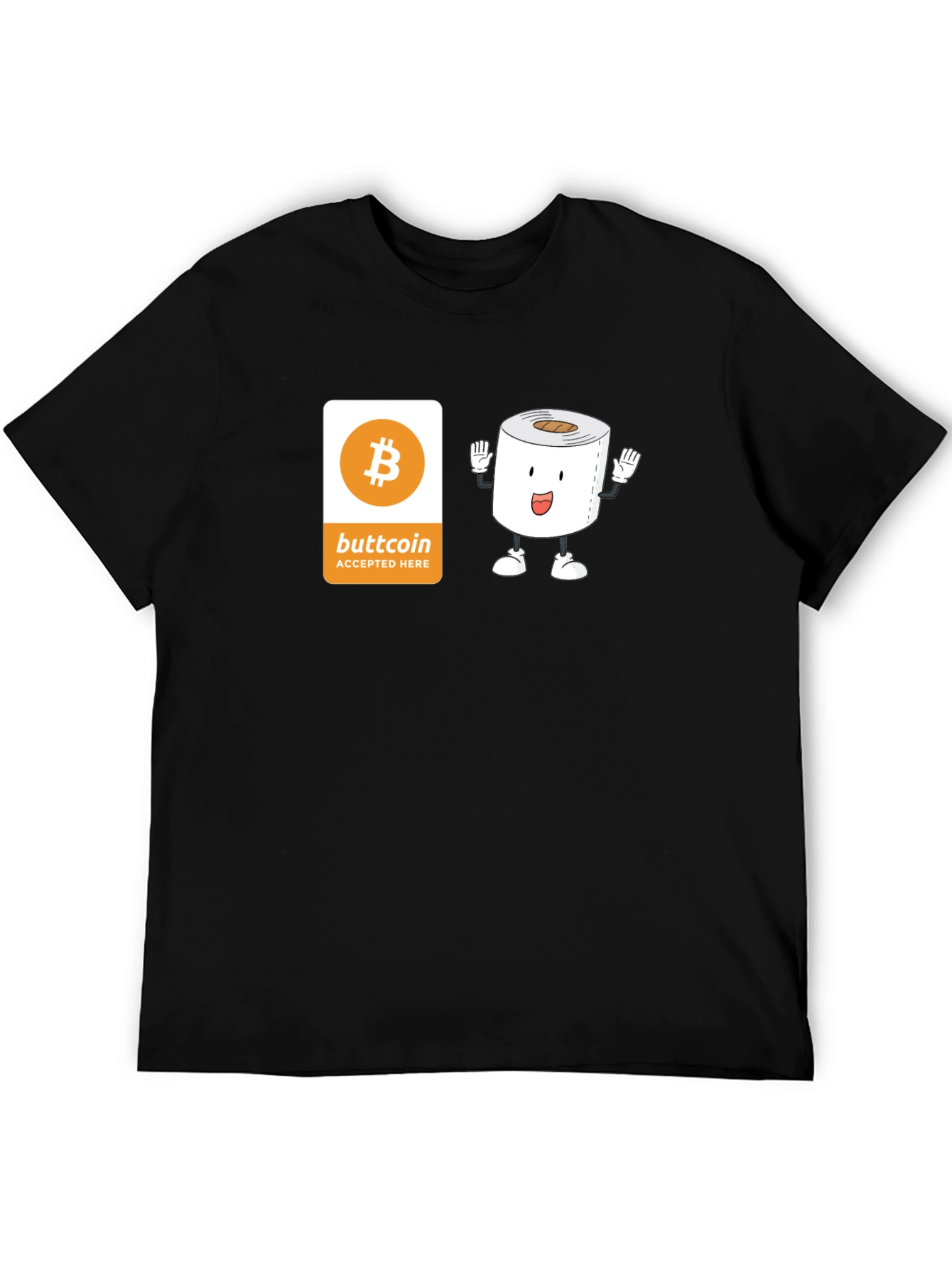 Buttcoin Crypto Toilet Paper Funny Black T-Shirt