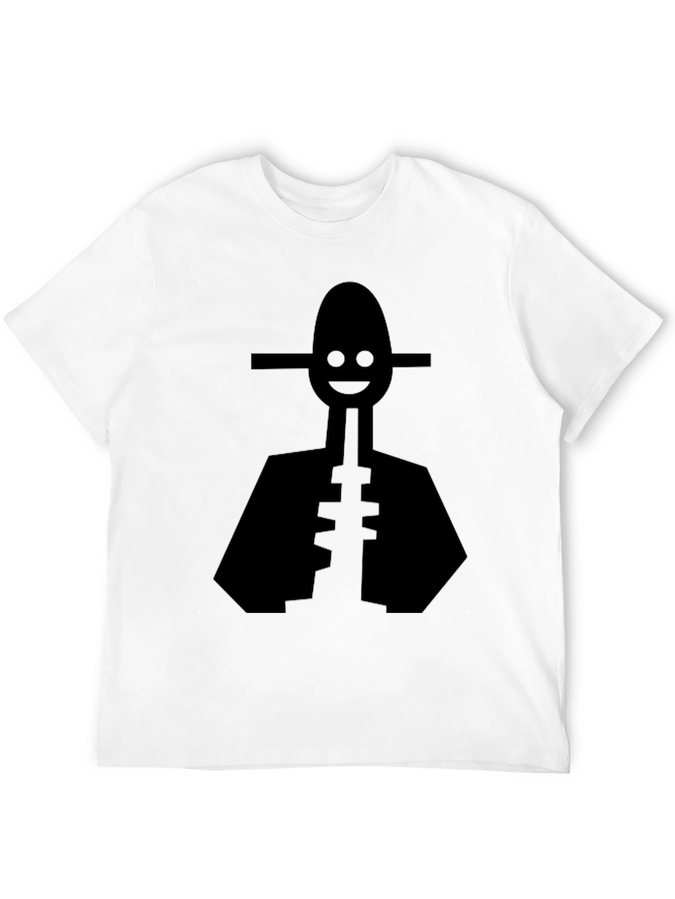 Mens Black T-Shirt with Abstract Character Graphic