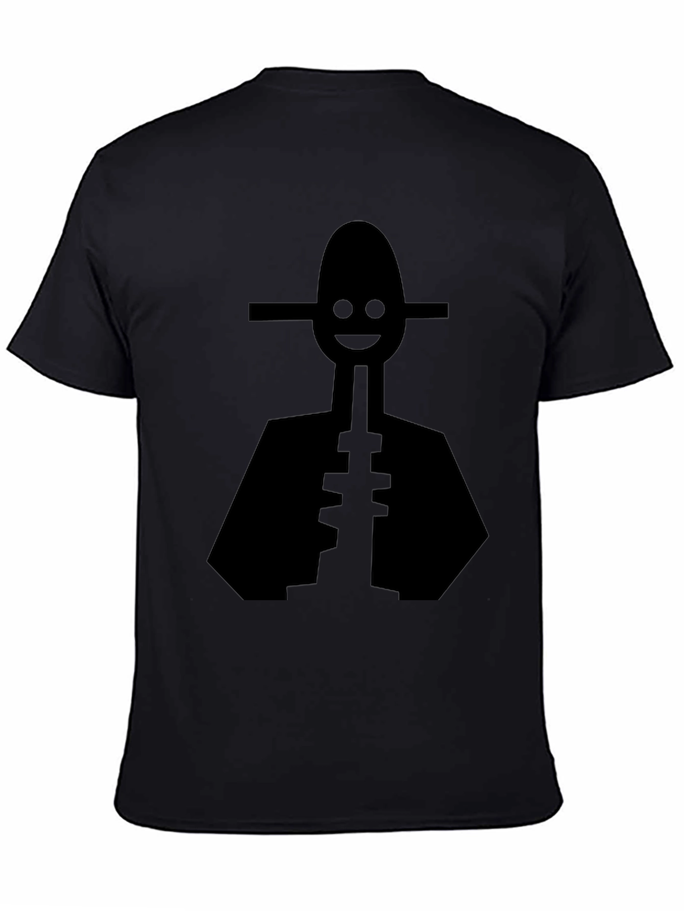 Mens Black T-Shirt with Abstract Character Graphic