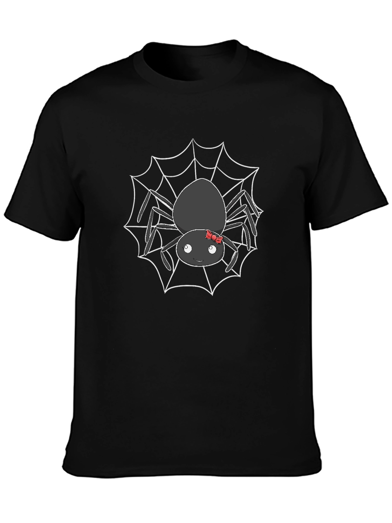 Cute Spider Web Graphic T-Shirt - Black