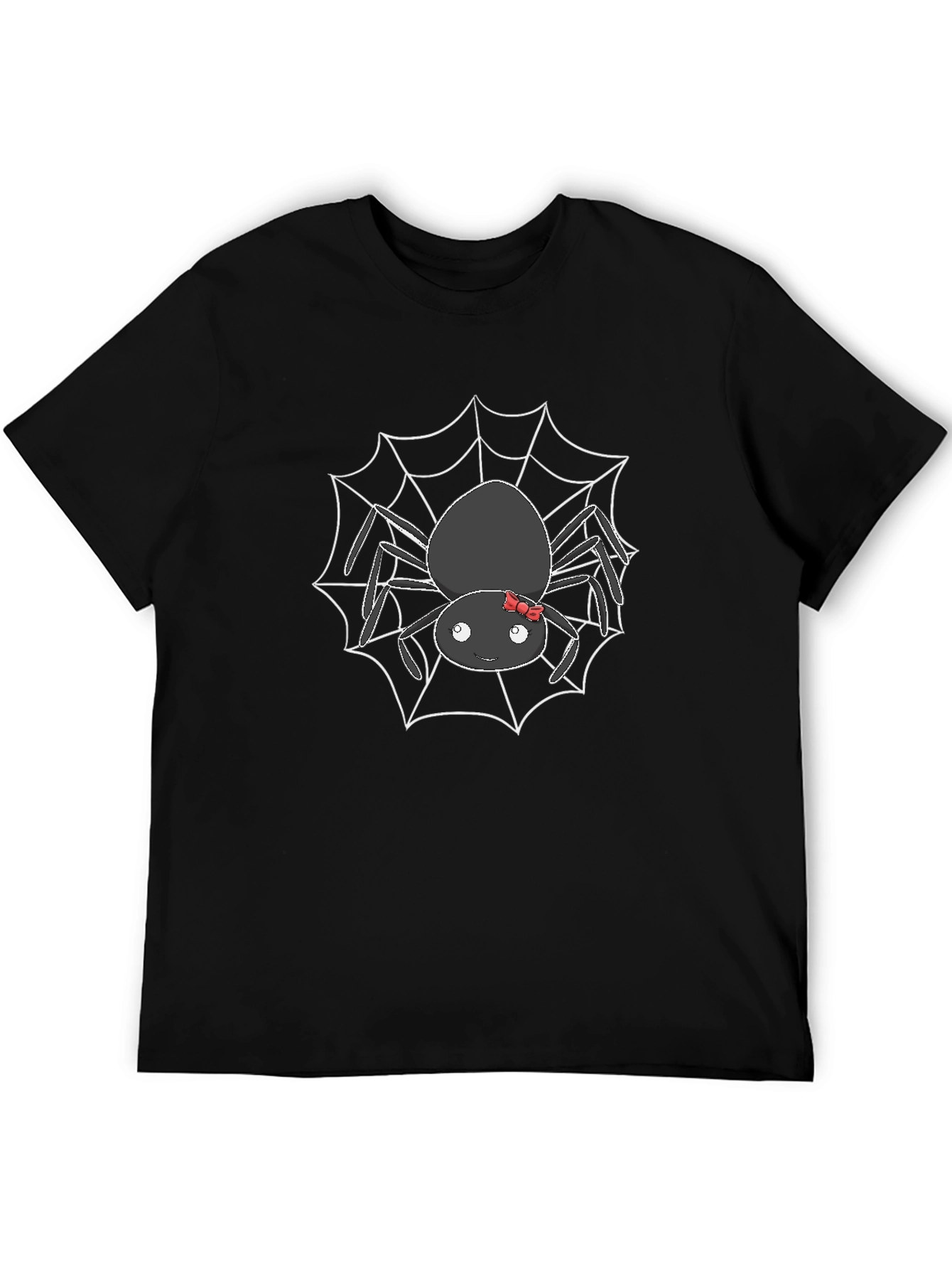Cute Spider Web Graphic T-Shirt - Black