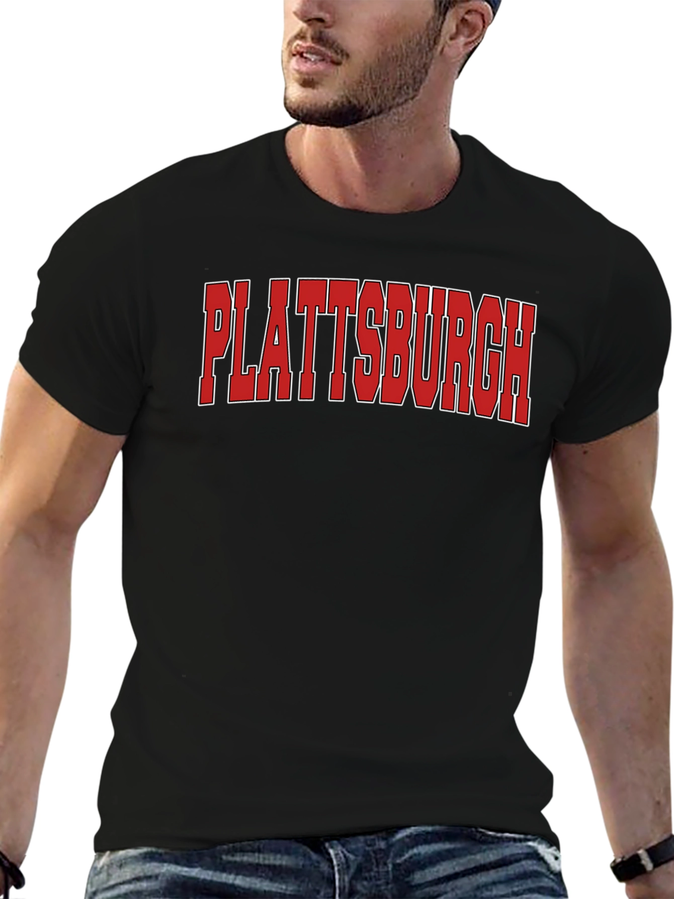 Plattsburgh Bold Graphic Tee - Classic Crew Neck T-Shirt