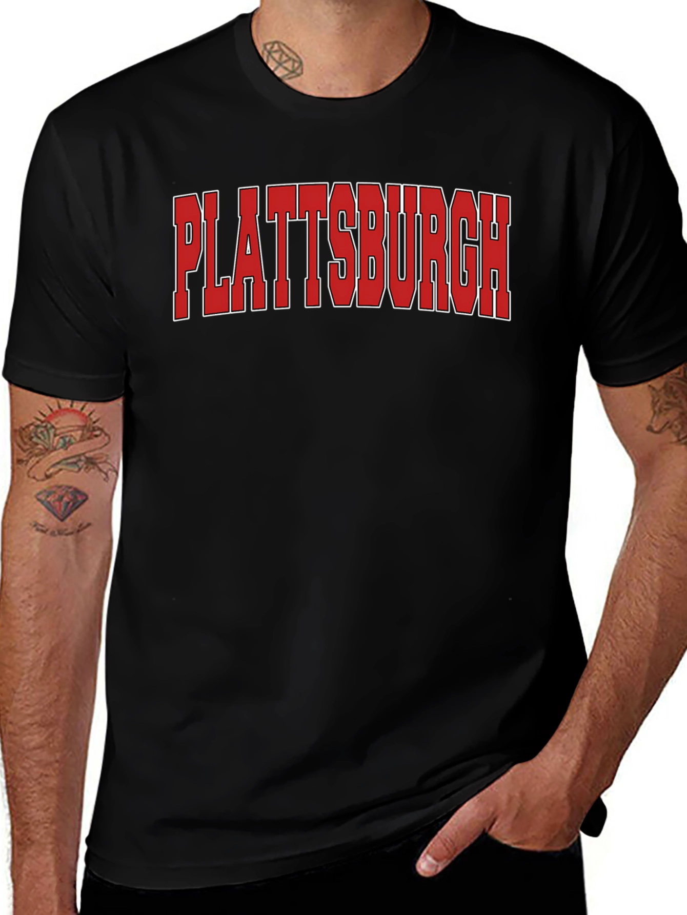 Plattsburgh Bold Graphic Tee - Classic Crew Neck T-Shirt