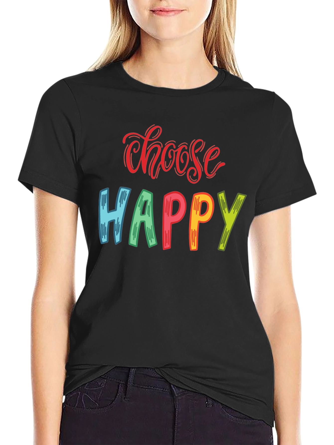 Choose Happy Graphic Tee - Positive Vibes T-Shirt