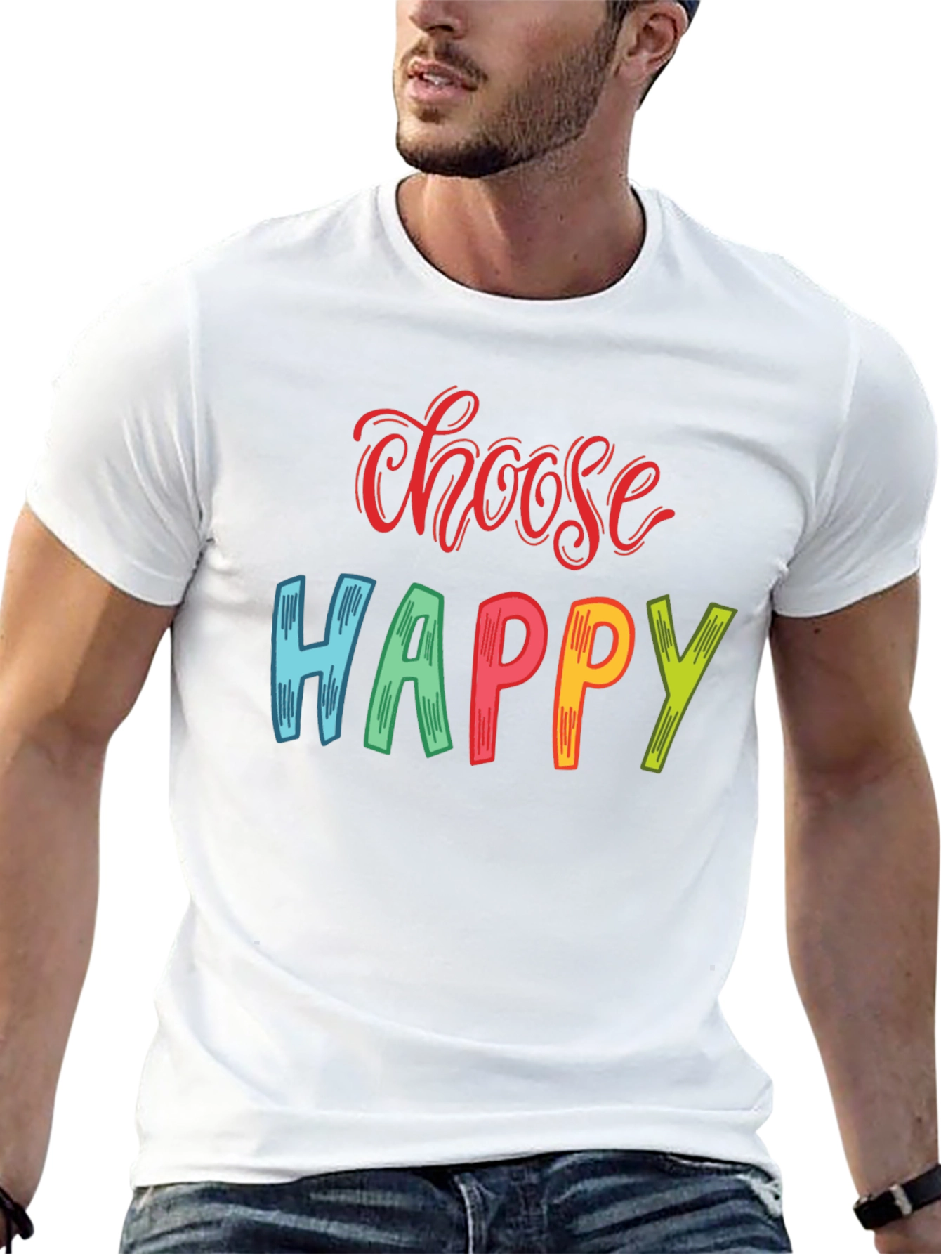 Choose Happy Graphic Tee - Positive Vibes T-Shirt