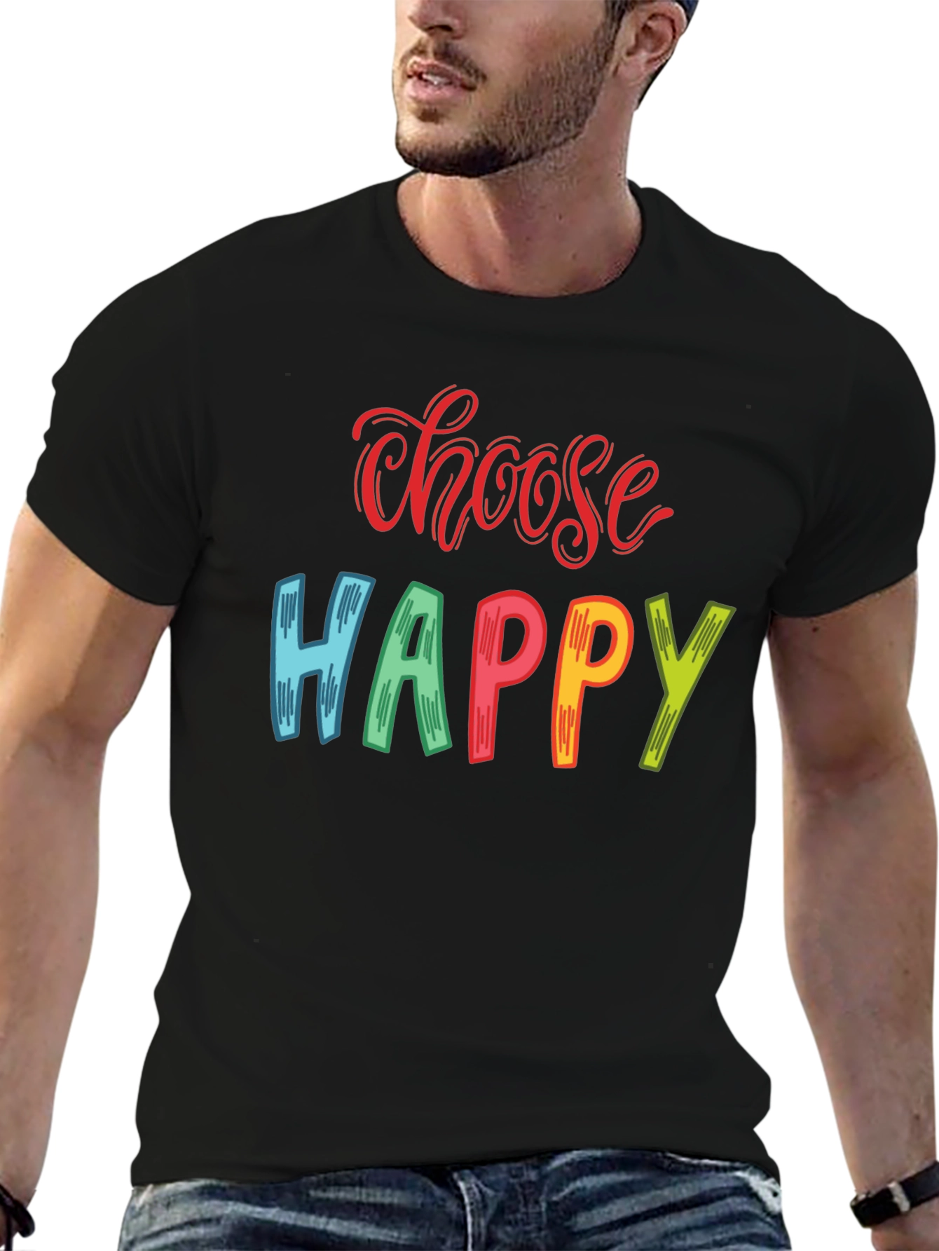 Choose Happy Graphic Tee - Positive Vibes T-Shirt