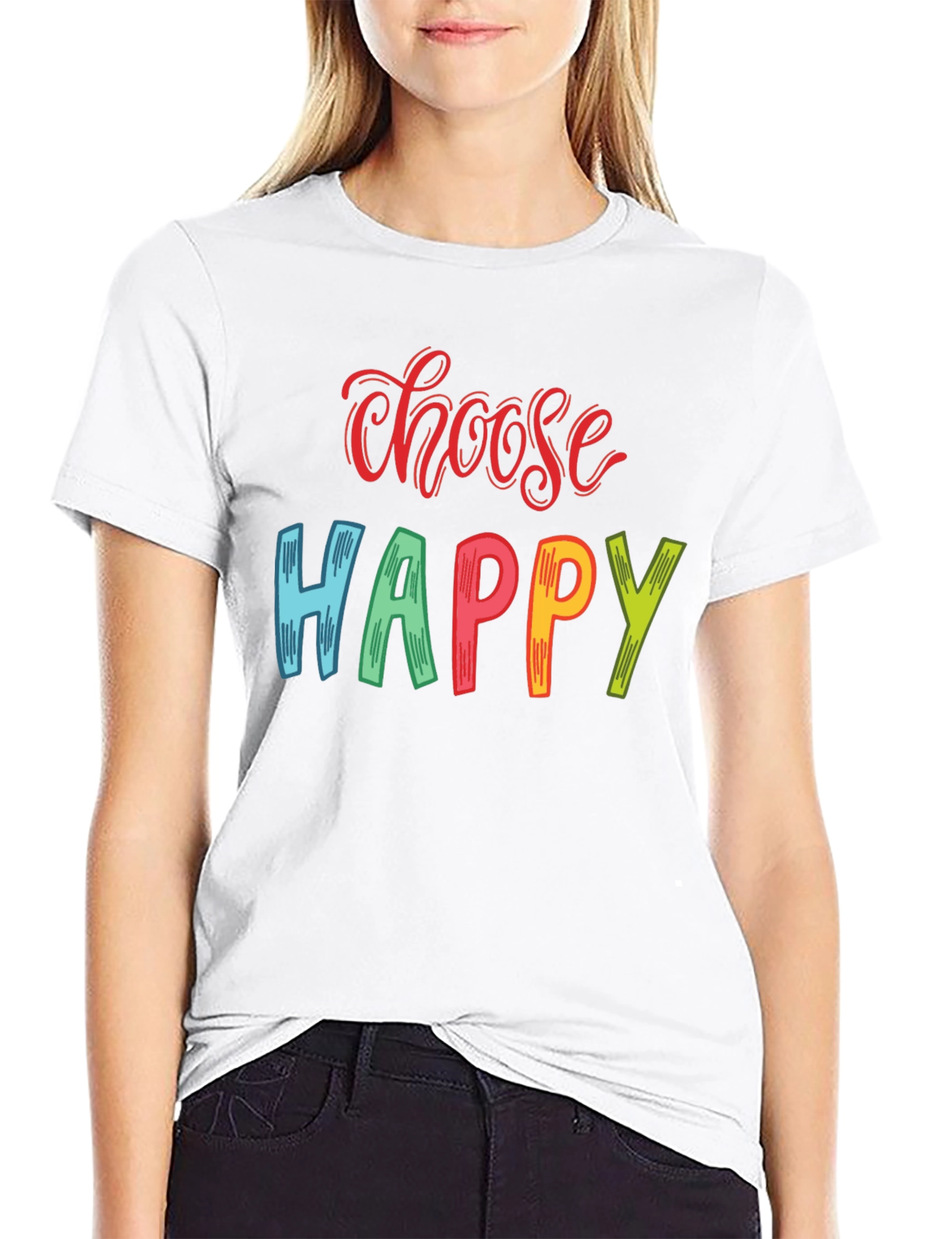 Choose Happy Graphic Tee - Positive Vibes T-Shirt