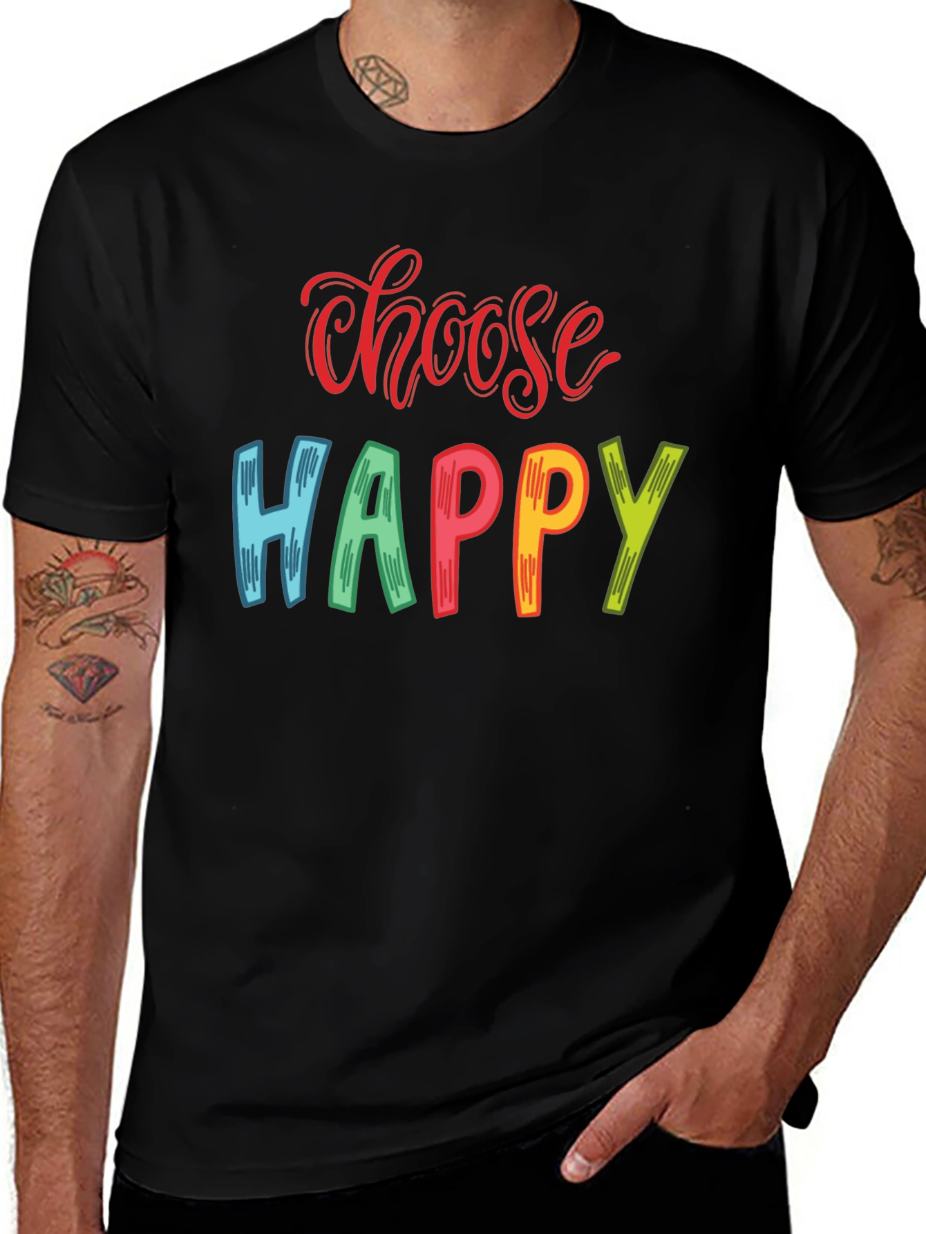 Choose Happy Graphic Tee - Positive Vibes T-Shirt