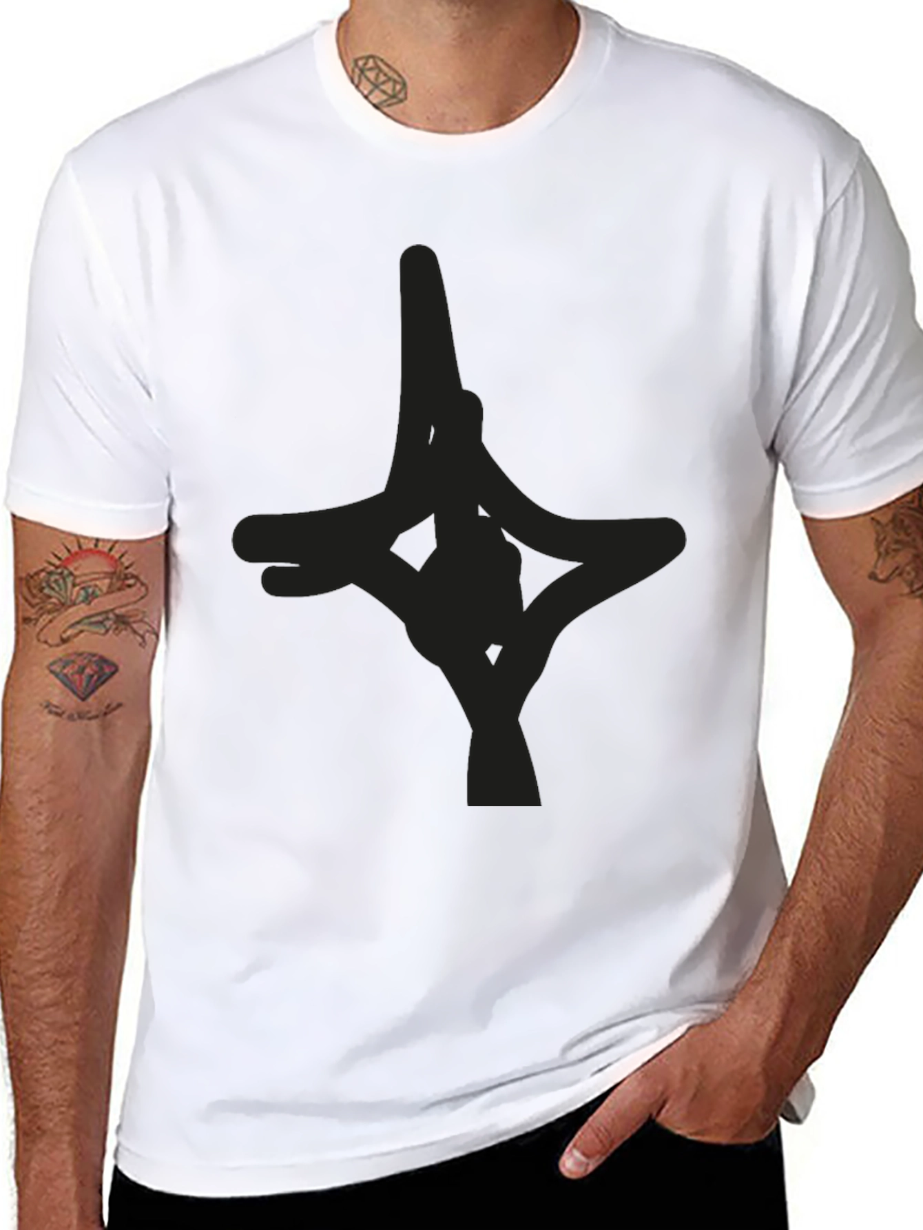 Mens Black Graphic Tee - Abstract Design