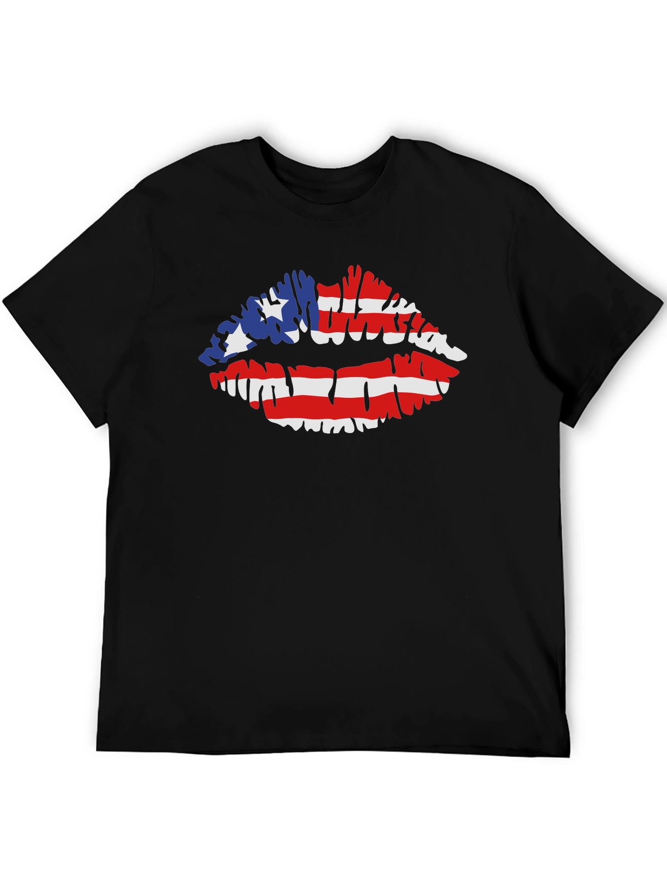 American Flag Lips T-Shirt Patriotic Kiss Tee
