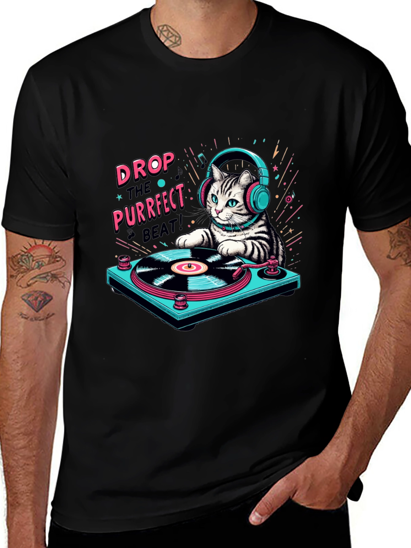 DJ Cat T-Shirt: Purrfect Beat Music Lover Tee