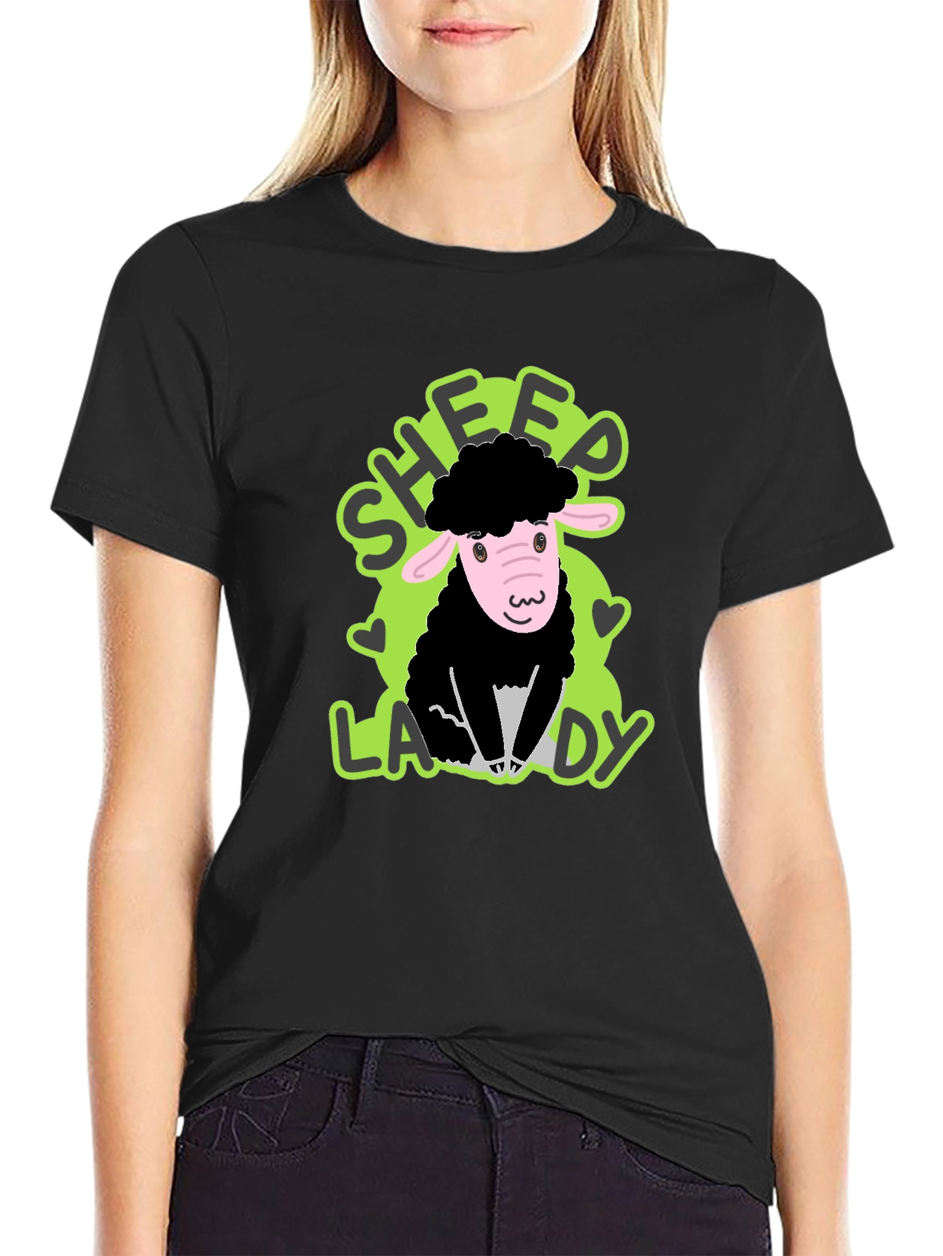Sheep Lady Black T-Shirt