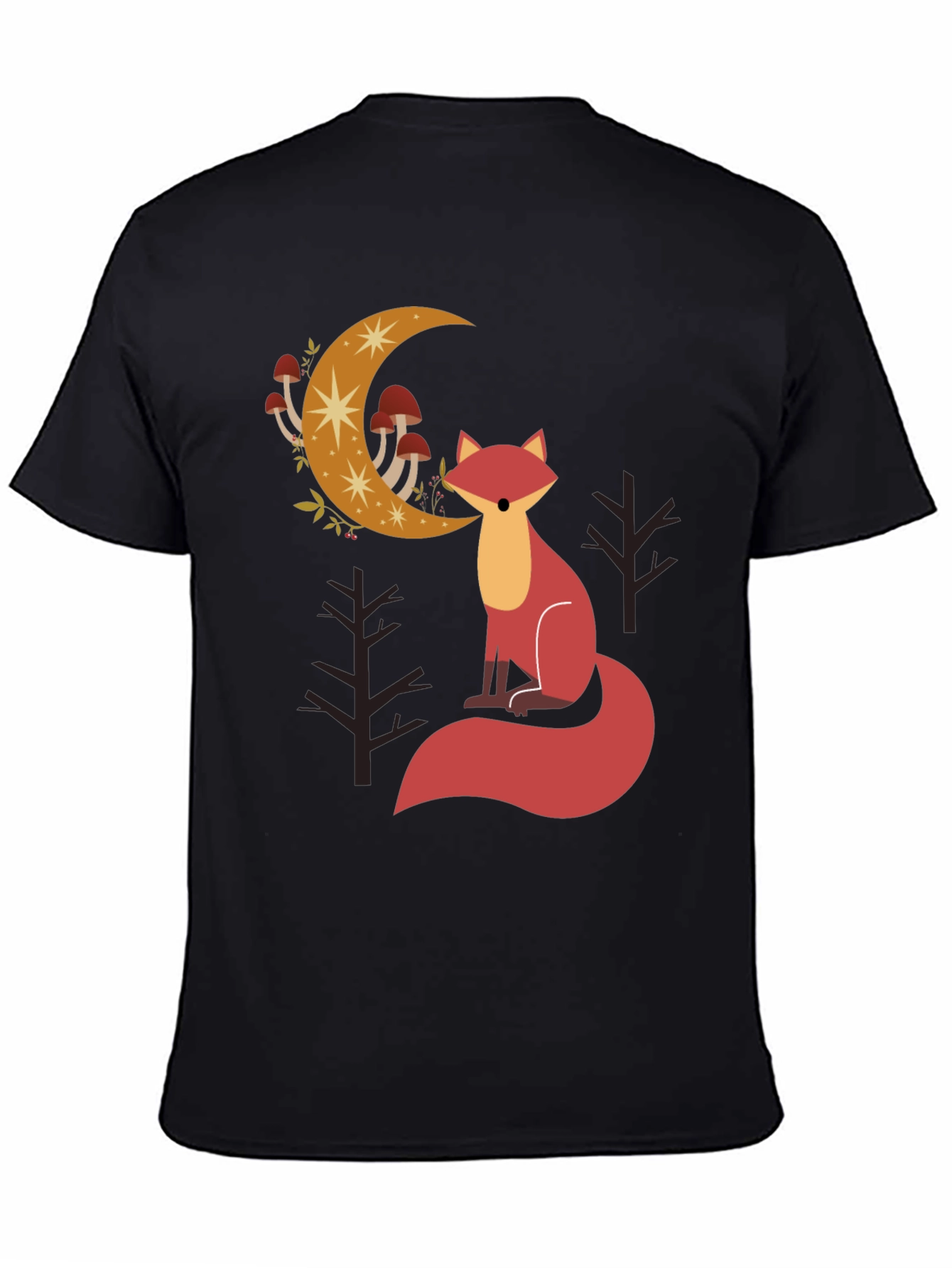 Fox and Moon Graphic Tee - Black Cotton Blend