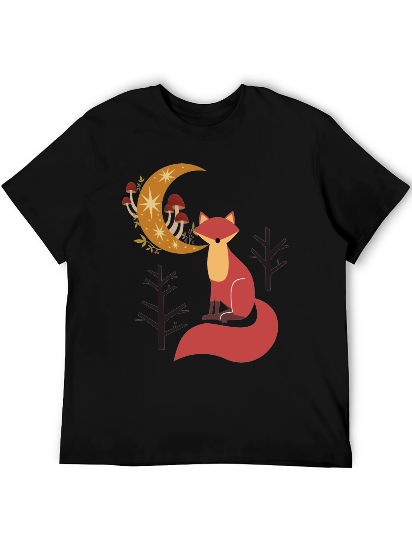 Fox and Moon Graphic Tee - Black Cotton Blend