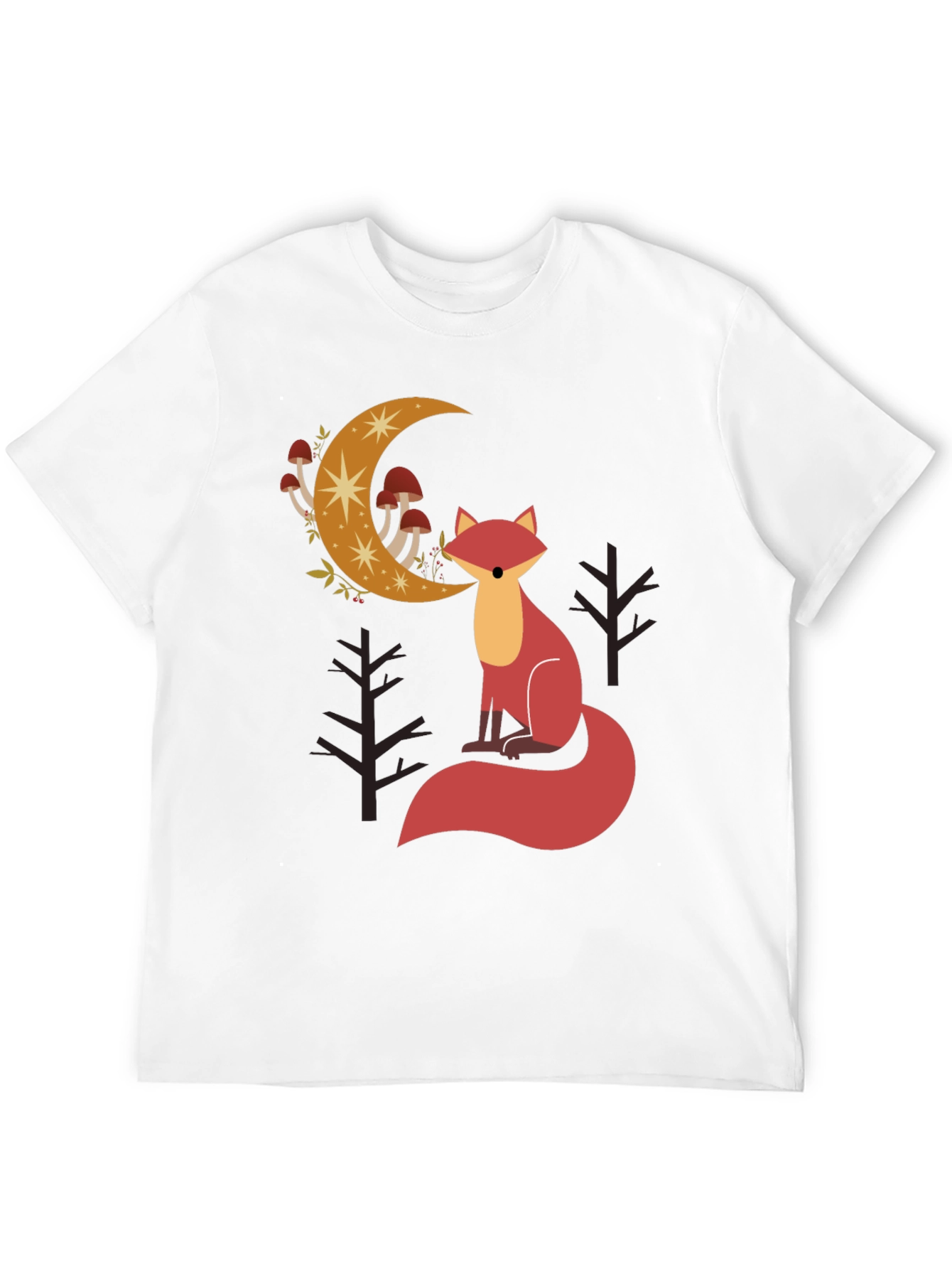 Fox and Moon Graphic Tee - Black Cotton Blend